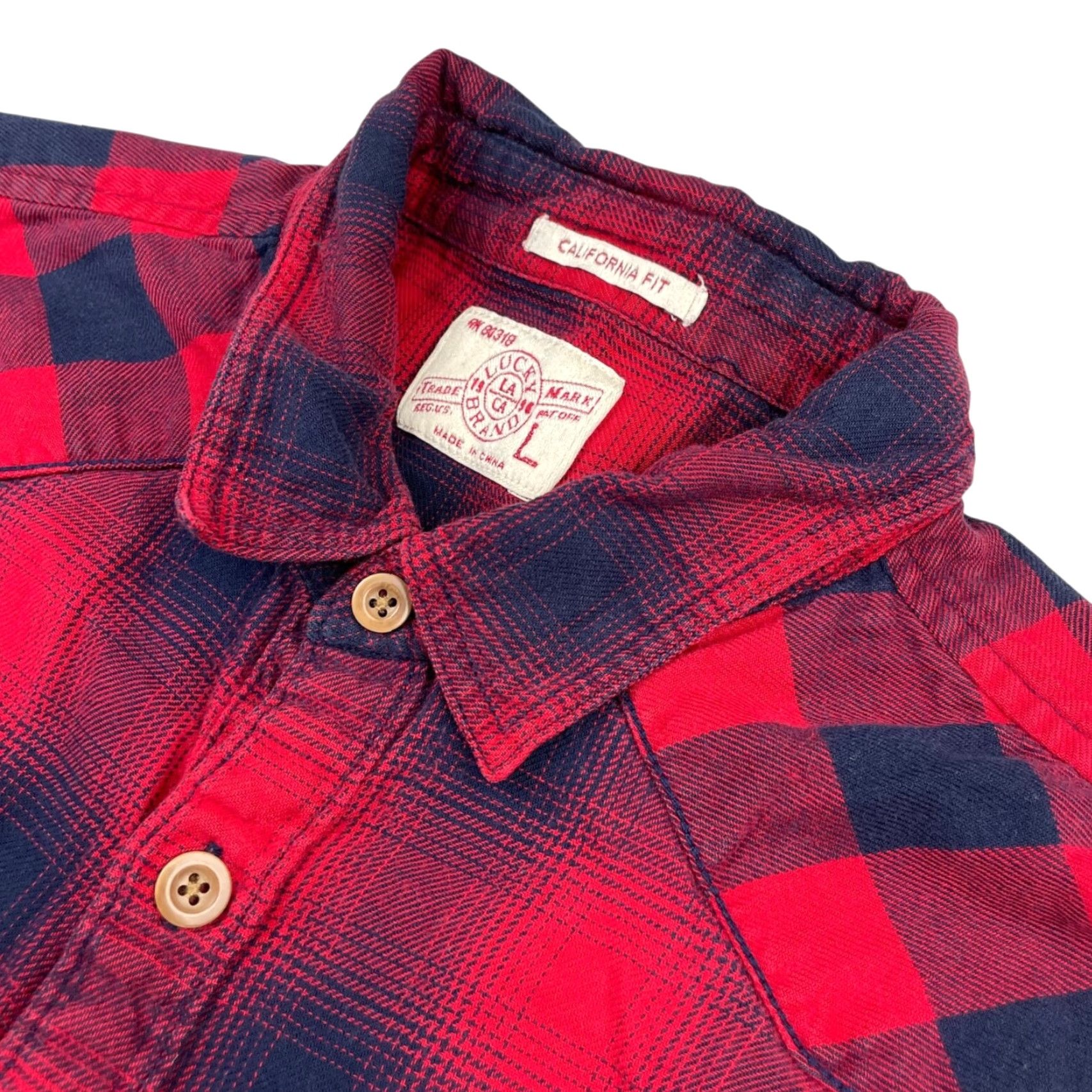 Lucky Brand Lucky Brand California Fit Flannel Shirt Red/Blue Plaid L Large Long Sleeve Button-Up Casual Mens Size US L / EU 52-54 / 3 - 2 Thumbnail