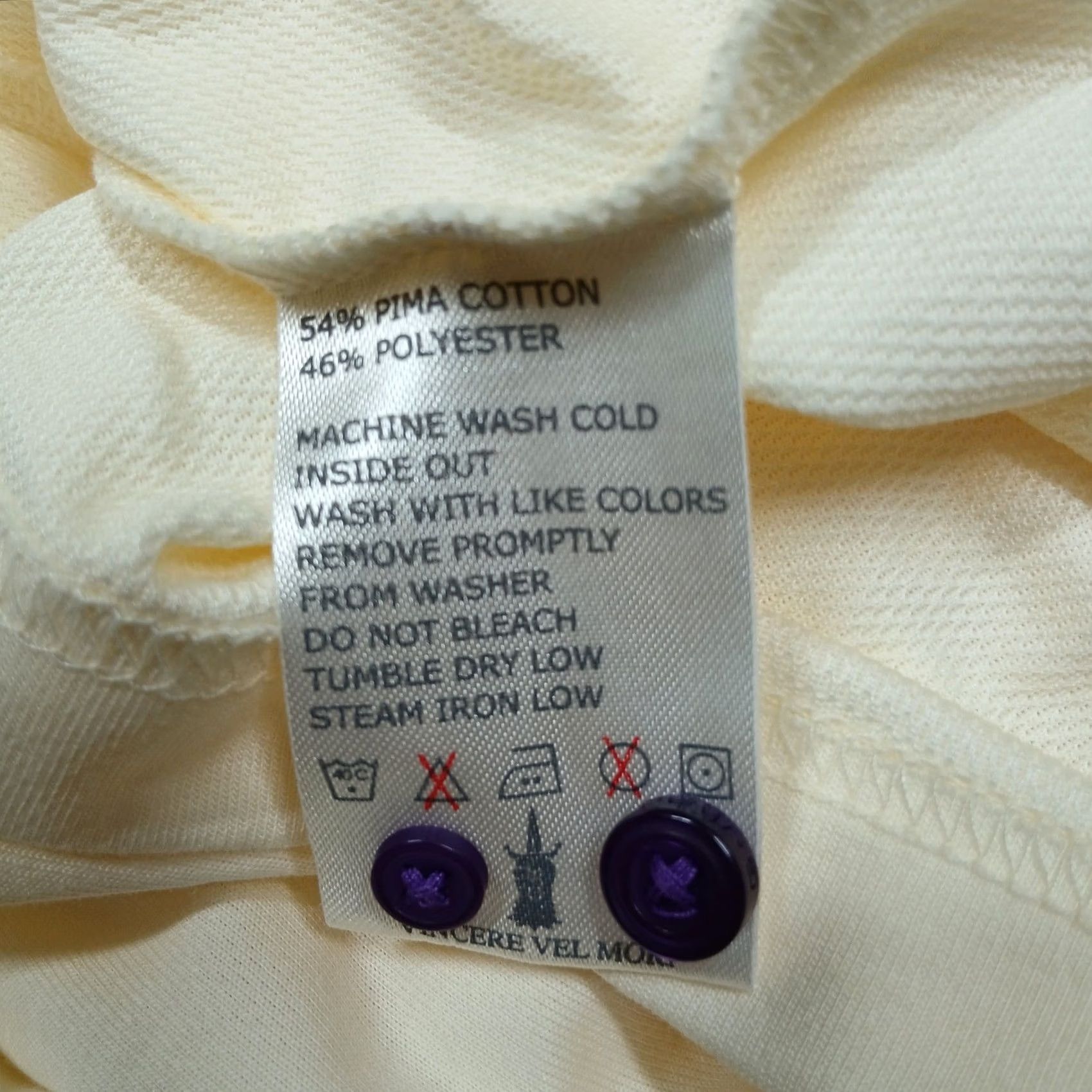 Vintage G-Mac by Kartel Polo Shirt Men XXL Cream Pima Cotton Blend Golf Casual Beige Short Sleeve Collared Chest Pocket Mock-Ups Purple Trim Size US XXL / EU 58 / 5 - 5 Thumbnail