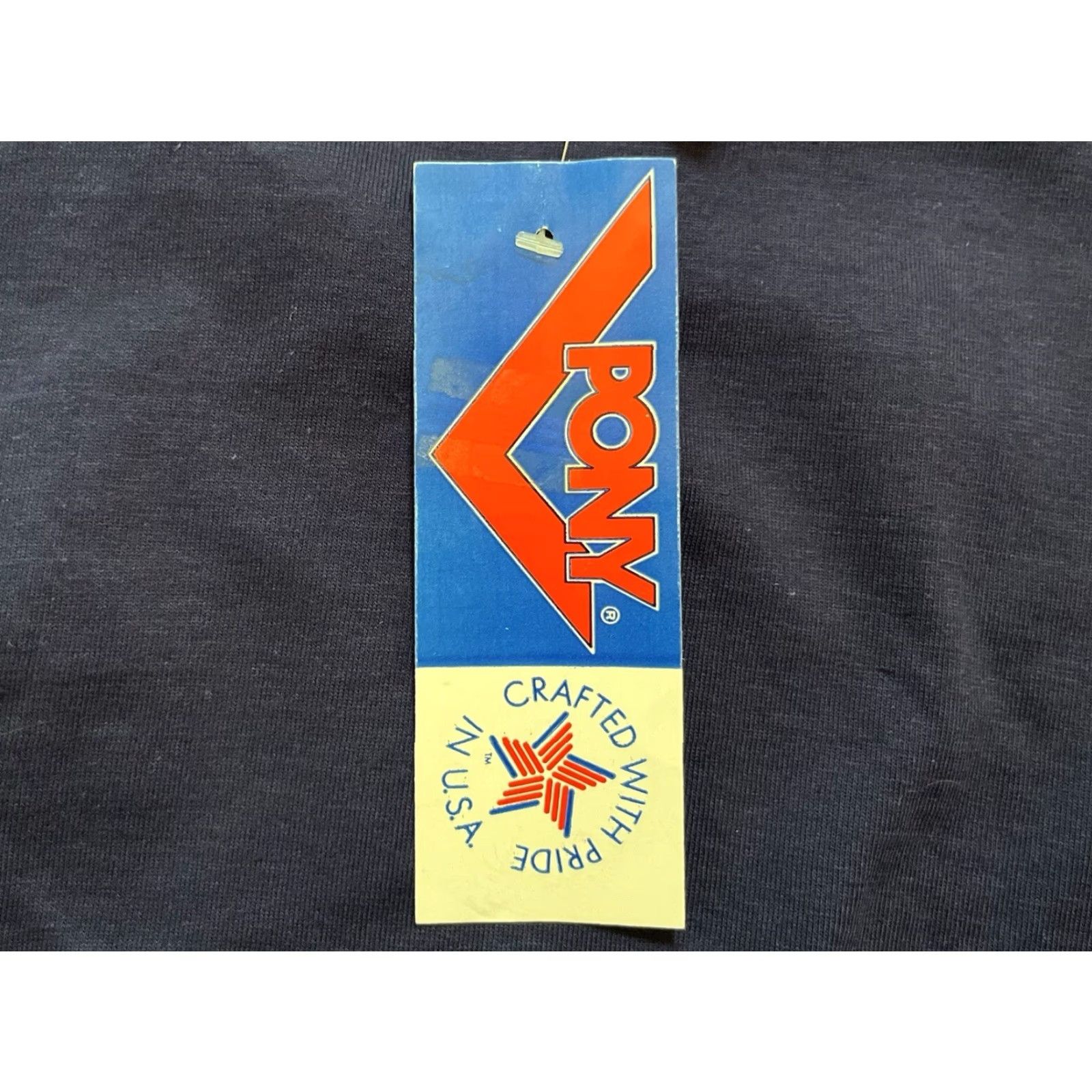 PONY VINTAGE PONY T-Shirt Mens S Navy Blue 90s Deadstock NWT Made in USA Crew Neck Shirts Pale Grey White Red Graphic Size US S / EU 44-46 / 1 - 2 Thumbnail