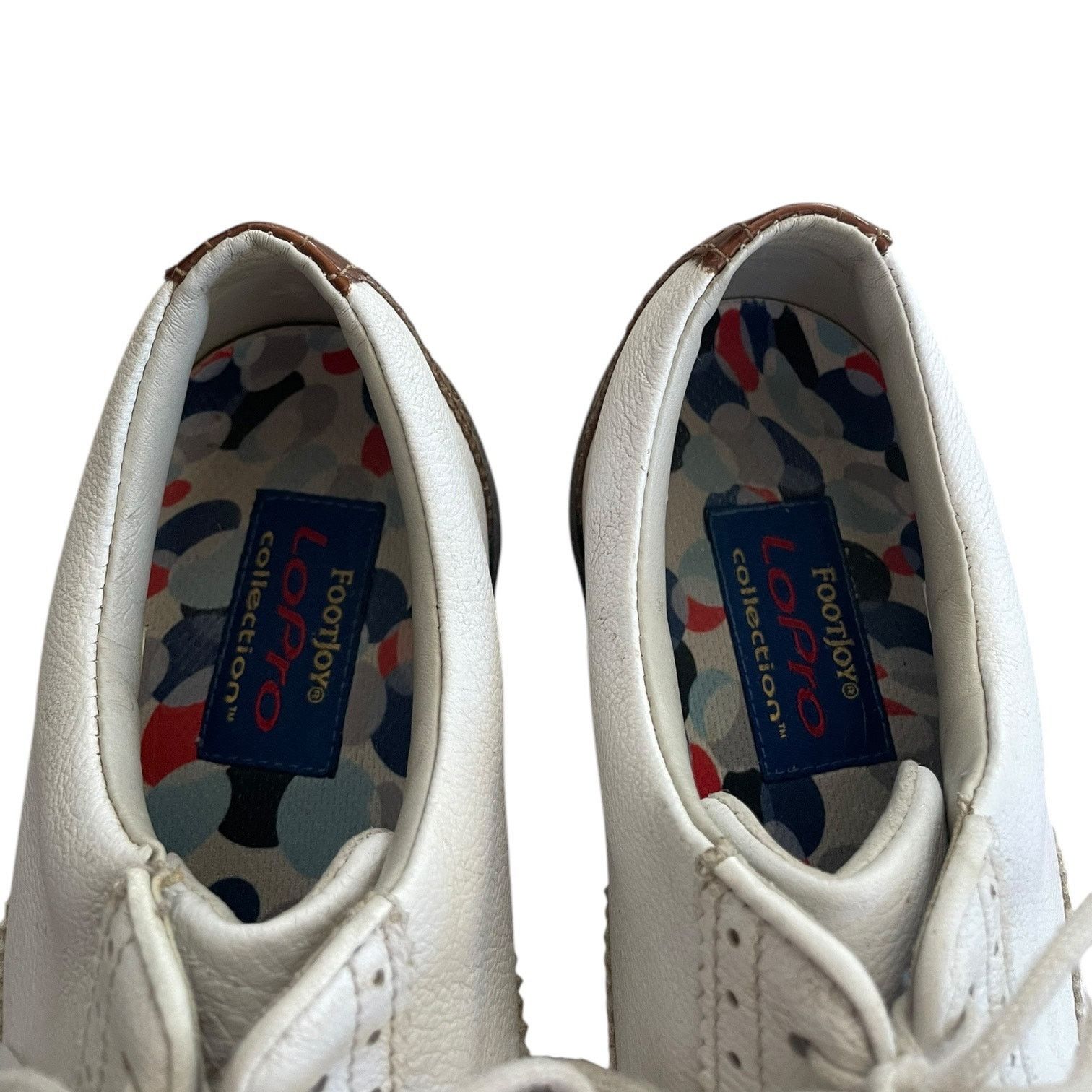 Footjoy Footjoy White and Brown LoPro Collection Leather Golf Shoes Size US 6.5 / IT 36.5 - 6 Thumbnail