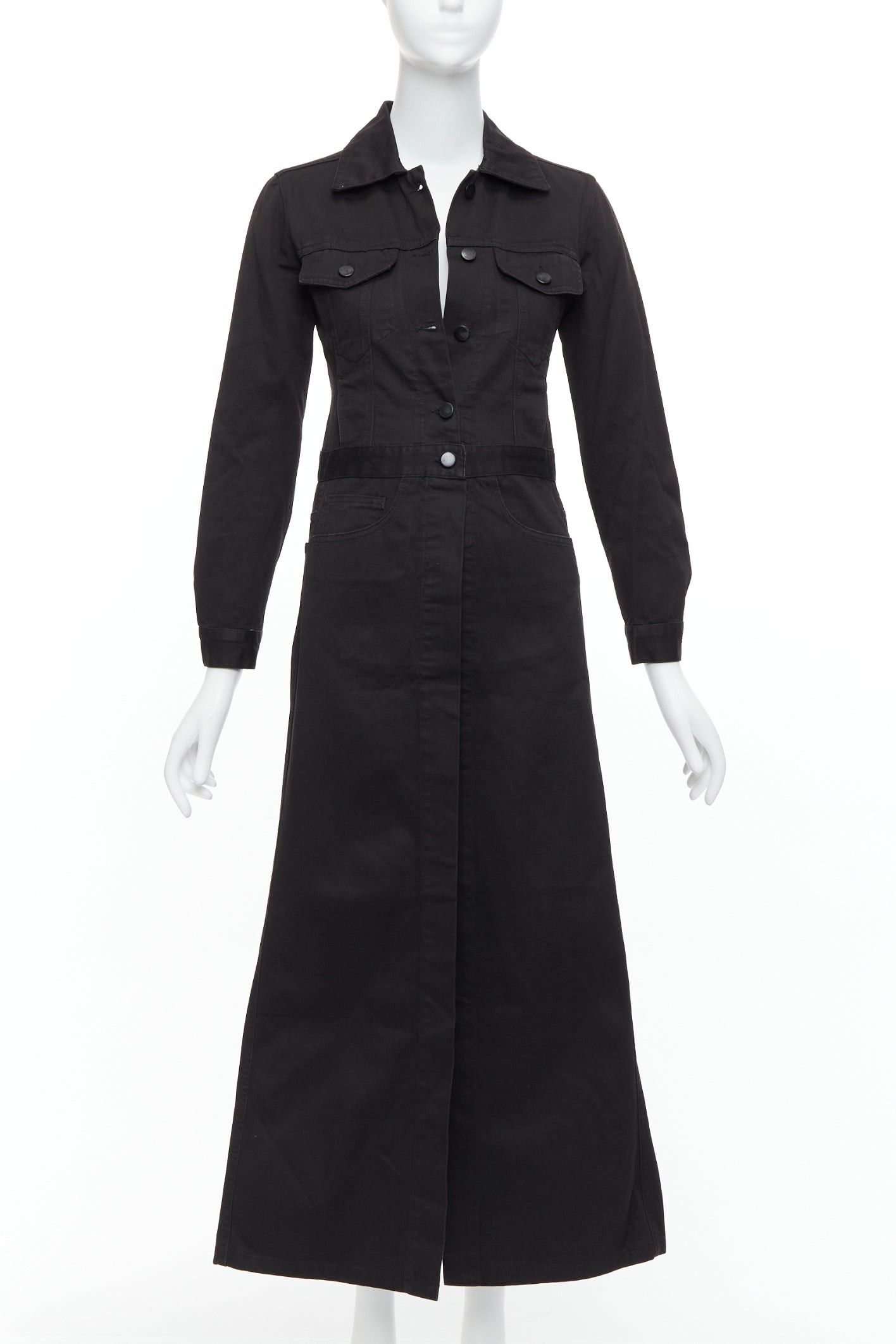 Maison Margiela MAISON MARGIELA Line 6 Vintage black cotton carpenter midi dress IT38 XS Size M / US 6-8 / IT 42-44 - 1 Thumbnail