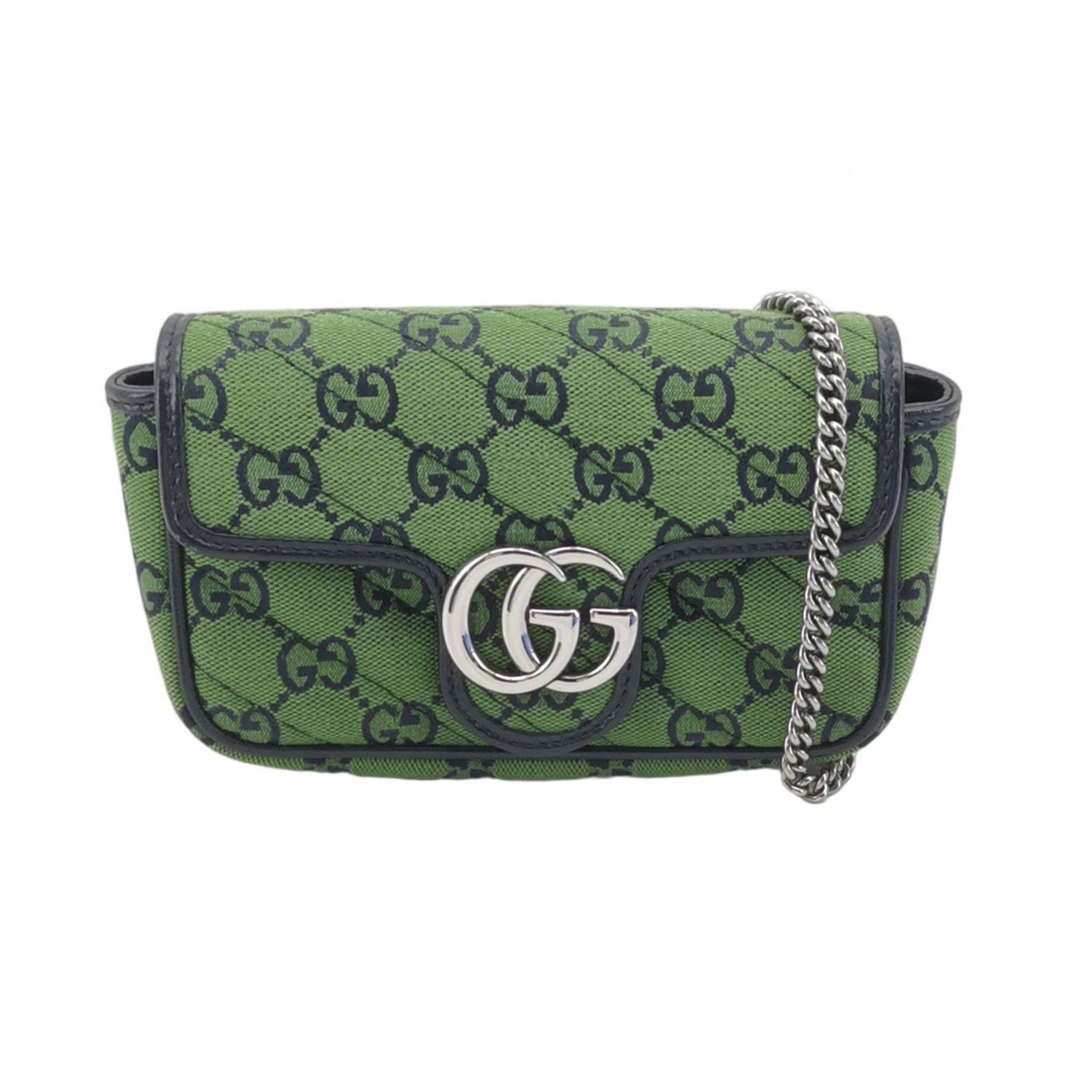 Gucci Gucci GG Marmont Green Canvas Shoulder Bag Size ONE SIZE - 1 Thumbnail