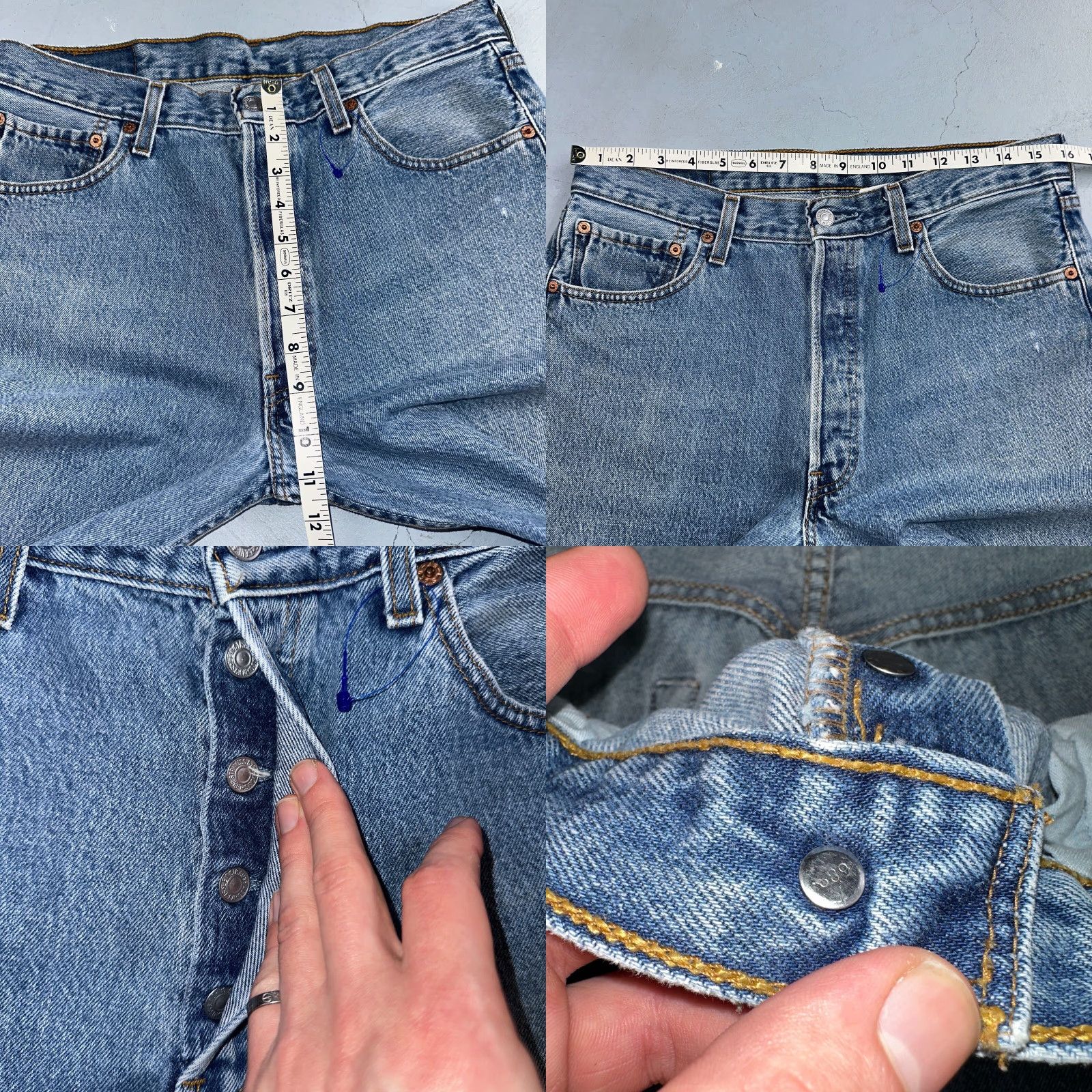 Levi's VINTAGE Levi's 501 Jeans 34x36 Blue Light Wash 90s Straight Male Mens Levi'S 501 Series 501 Model 501 Size US 34 / EU 50 - 8 Thumbnail