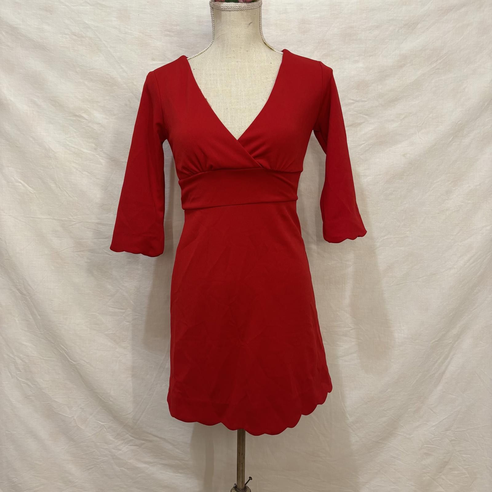 Other 90s/Y2K B. Darlin cherry red scalloped dress size 0 Size XS / US 0-2 / IT 36-38 - 1 Thumbnail