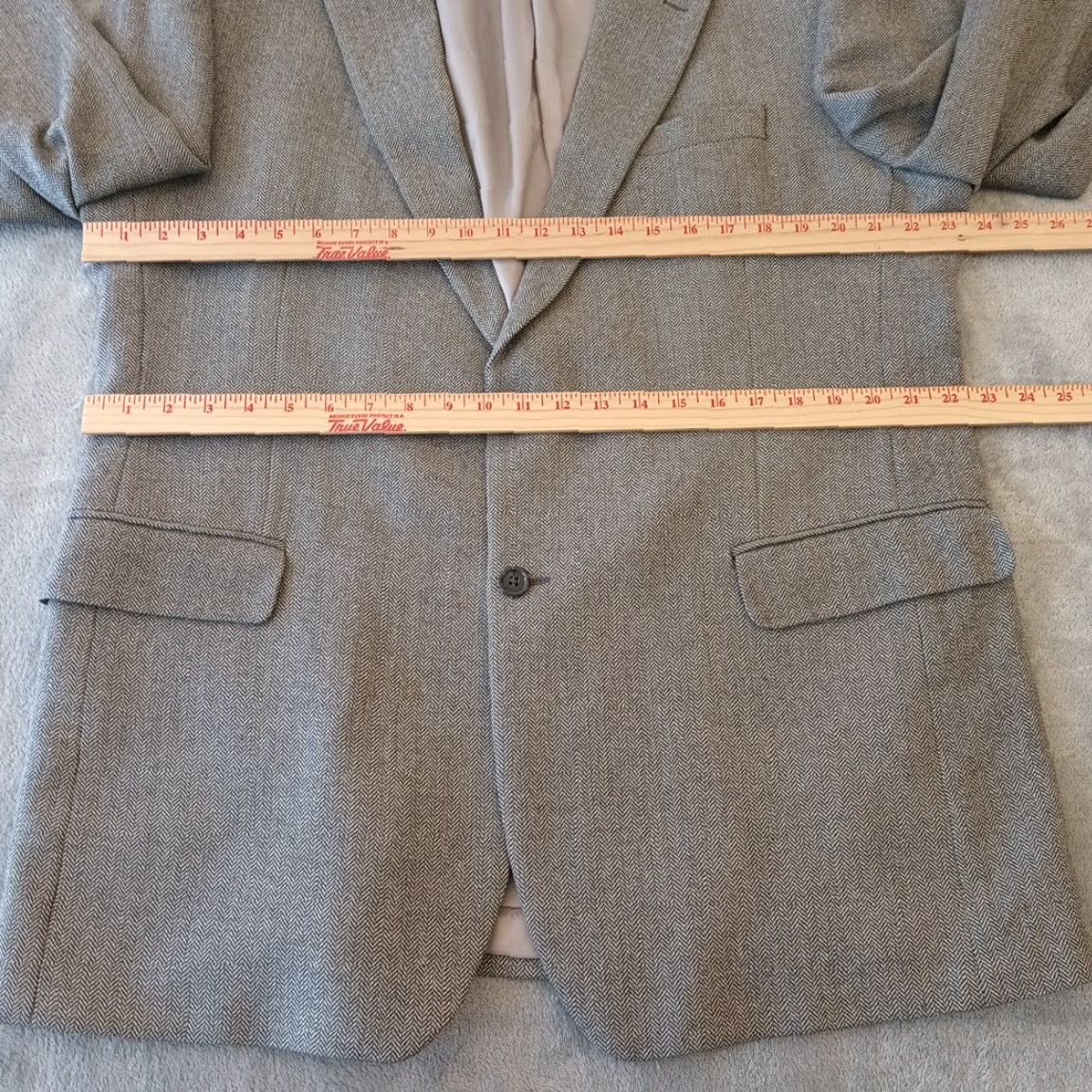 Jos. A. Bank Jos A Bank Blazer Mens 46 Long Gray Herringbone Wool Two Button Single Vent Vintage No Size 46R - 6 Thumbnail