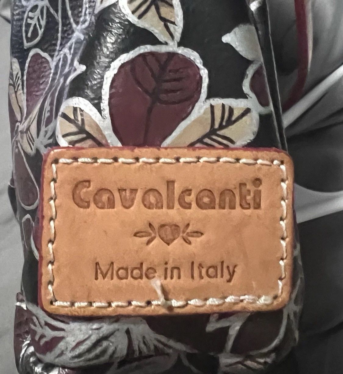 Designer Cavalcanti -Brown Floral Large Leather ClutchMADE IN ITALY Size ONE SIZE - 2 Thumbnail