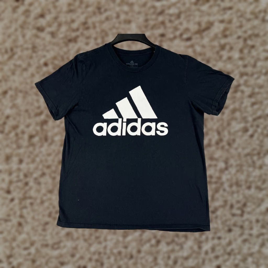 Adidas Adidas Shirt Mens Large Black Spellout Logo Crew Neck 100% Cotton Ampliflier Tee Size US L / EU 52-54 / 3 - 1 Thumbnail