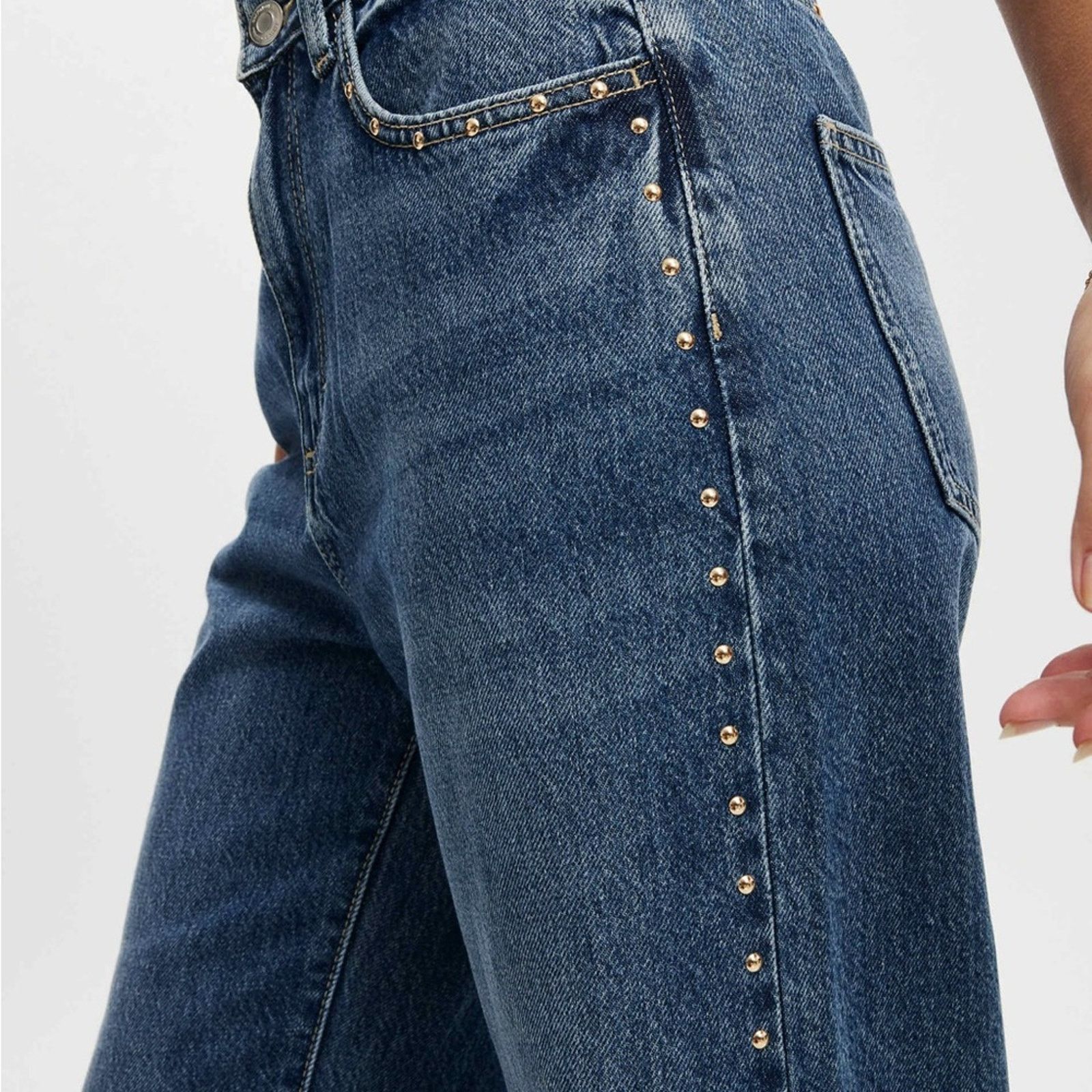 Cotton On Cotton On Relaxed Wide Leg Denim Jean Womens 30 Blue Studded Size 30" / US 8 / IT 44 - 3 Thumbnail