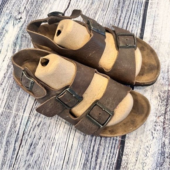 Birkenstock Birkenstock Betula Milano Brown Leather Sandals Size US 10 / IT 40 - 2 Thumbnail