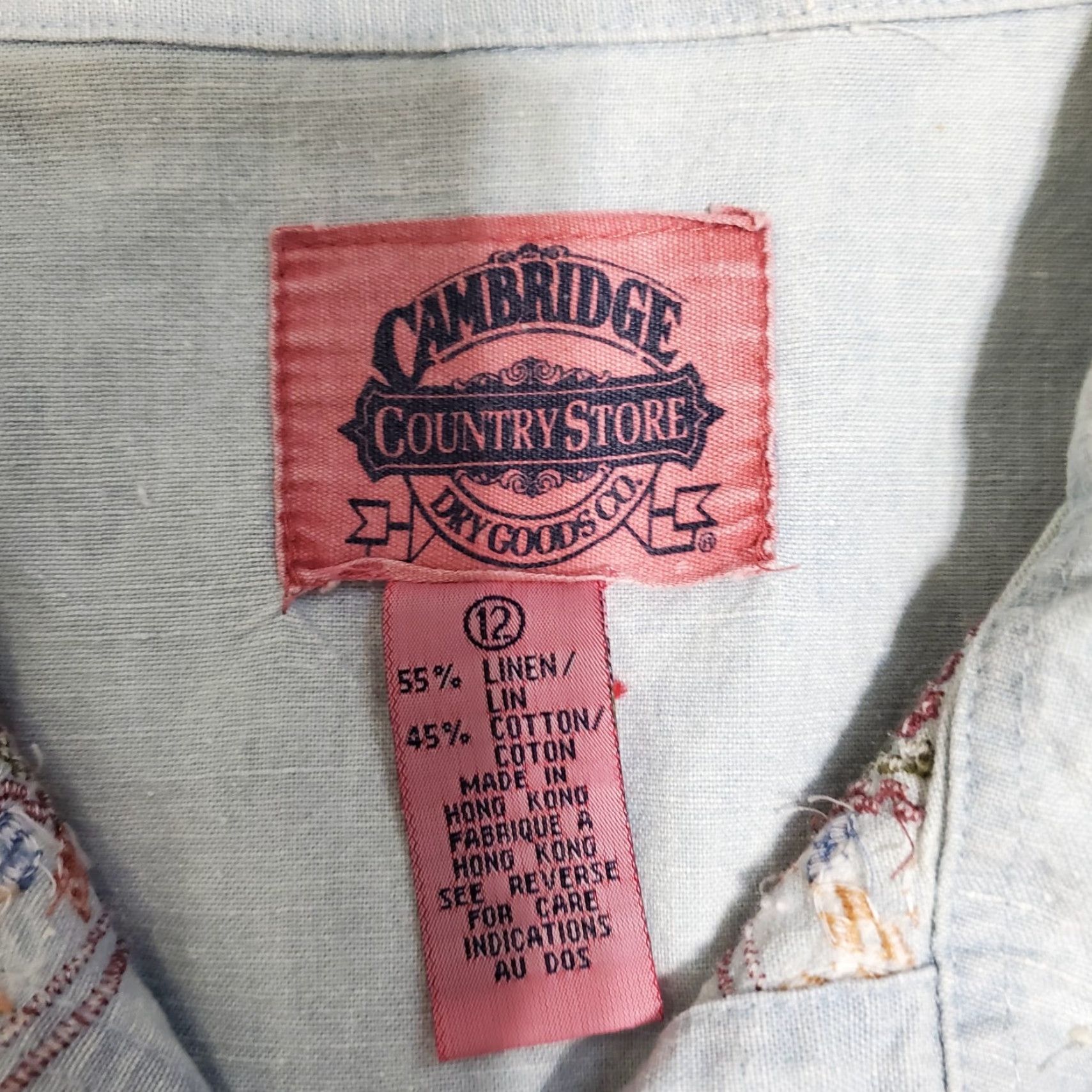 Vintage VINTAGE Cambridge Country Store Women Sz 12 Blue Linen Blend Shirt Southwestern Shirt Regular Womens 90s Bohemian Beige? Wait Size XL / US 12-14 / IT 48-50 - 6 Thumbnail