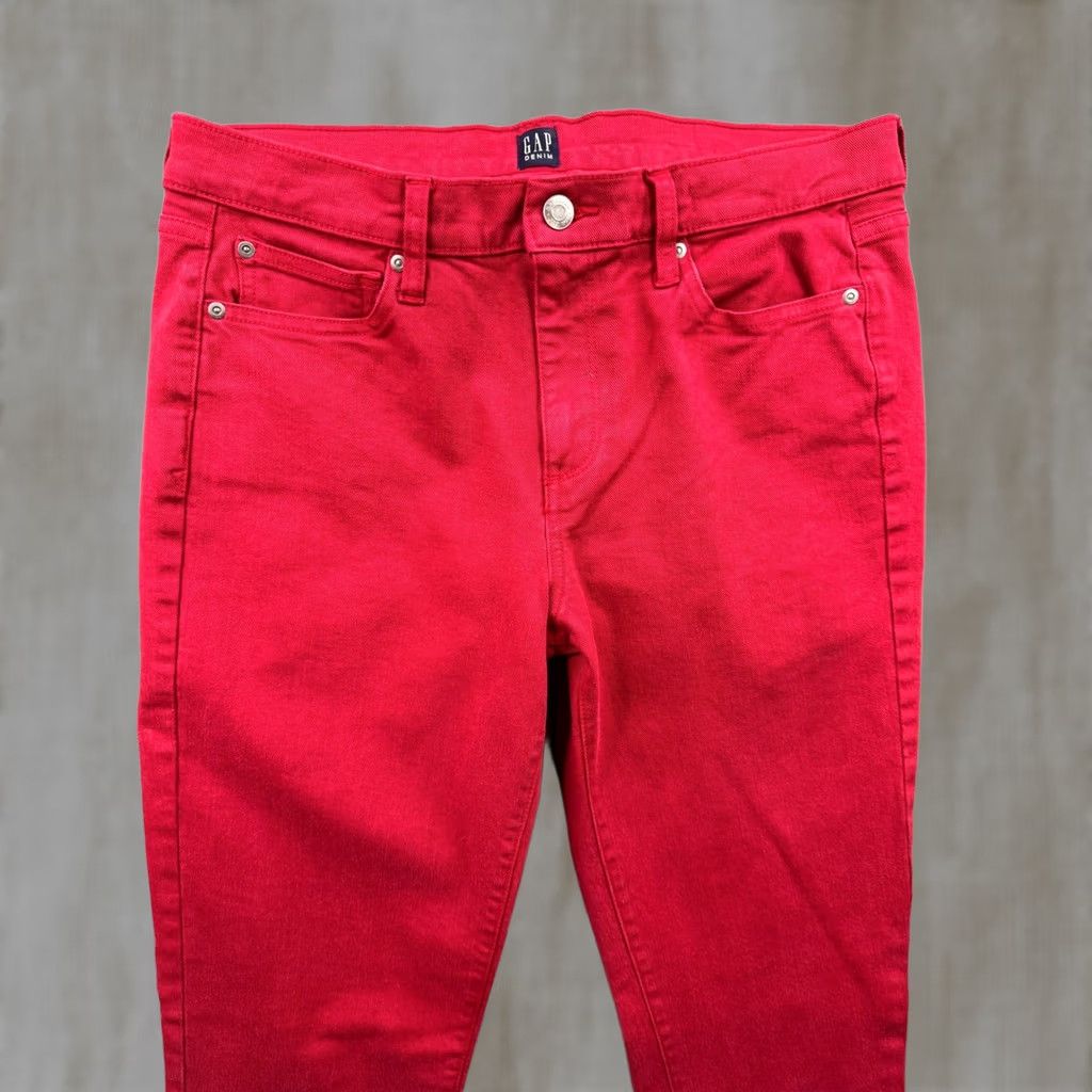 Gap Gap True Skinny Jeans Red Mid Rise Stretch Denim Pants 29 Regular Womens Jeans Modern 5-Pocket Style Zip Button Pocketed Womens Size 29" - 1 Thumbnail