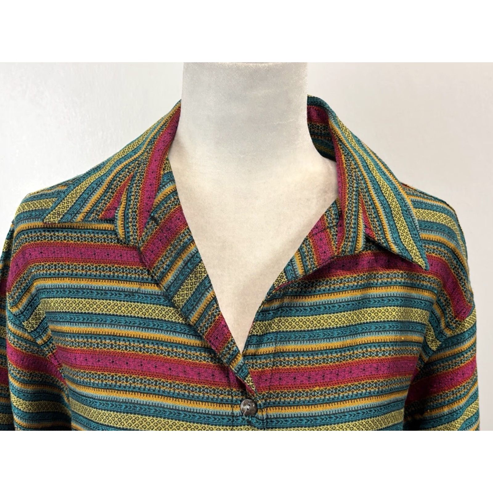 Vintage Vtg Chico’s Design Striped Shirt Blouse Sz 2 US Large Women’s Made In USA Size L / US 10 / IT 46 - 5 Thumbnail