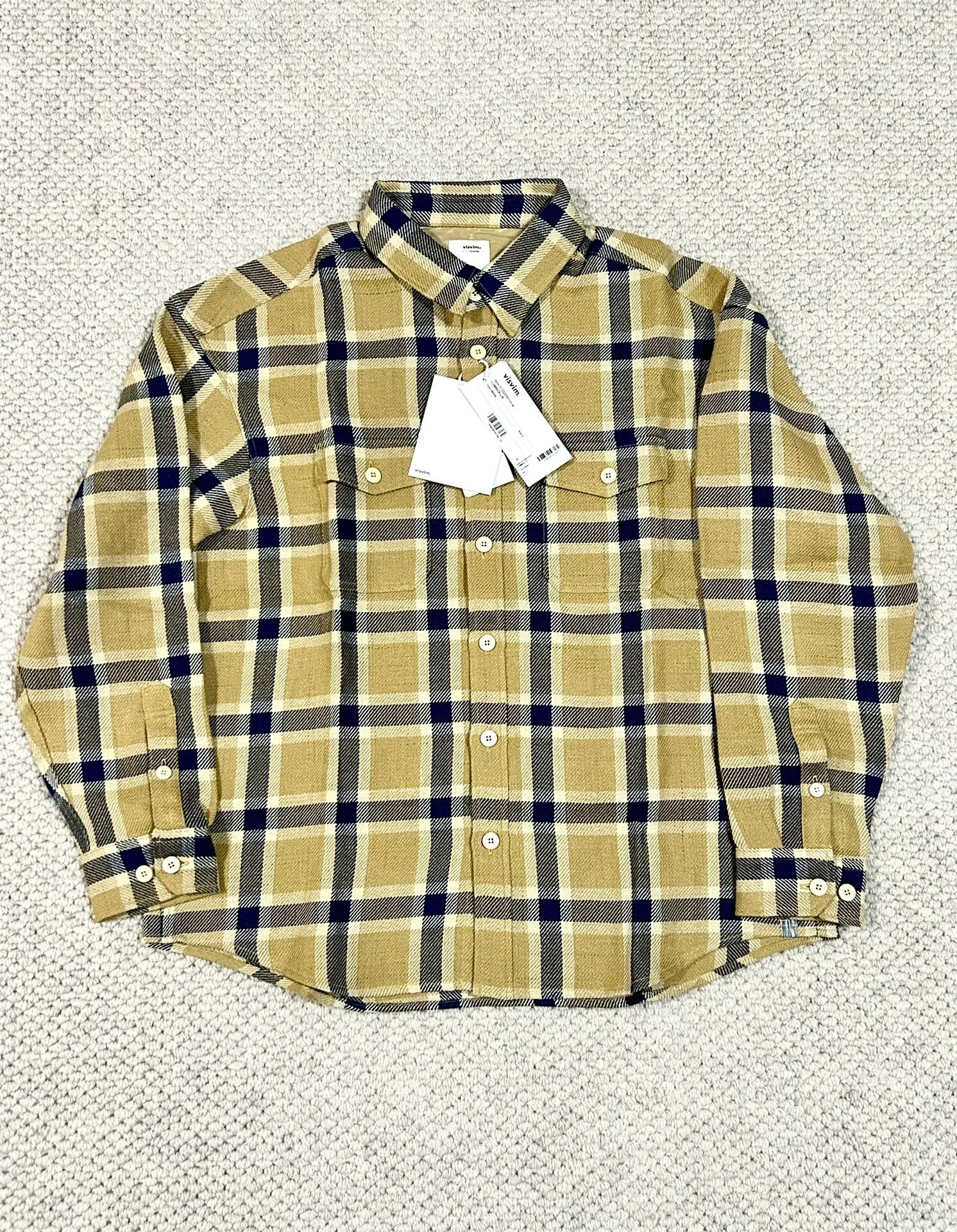 visvim lumber shirt in beige plaid