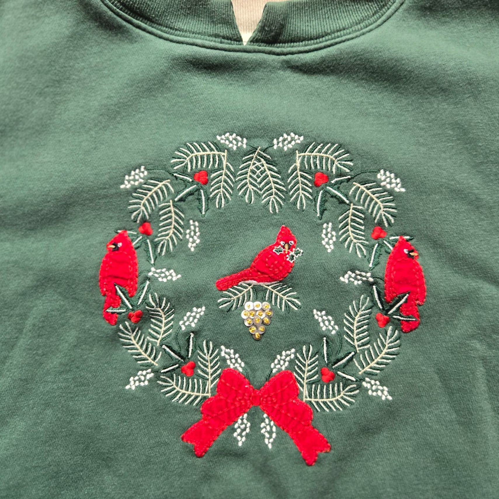 Vintage Baxter Sweatshirt Green Holiday Embroidered Crew Neck Pullover Women's M Size M / US 6-8 / IT 42-44 - 2 Thumbnail