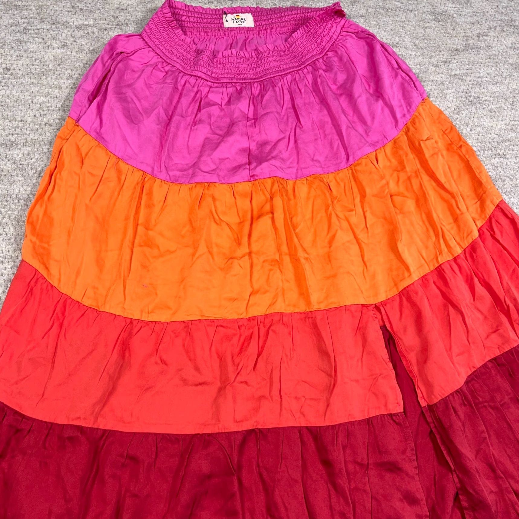 Marine Layer Marine Layer Skirt Womens L Midi Pink Colorblock Lyocel Slit Bohemian Festival Hippie Size 36" / US 14 / IT 50 - 6 Thumbnail