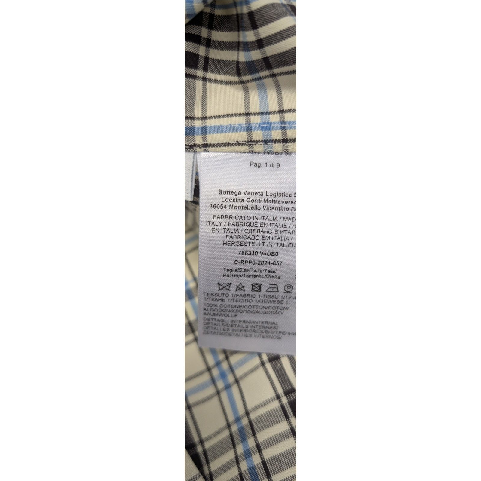 Bottega Veneta o1rshd1 Bold Check Composition Cotton Shirt Chalk / Fondant Size US M / EU 48-50 / 2 - 17 Thumbnail