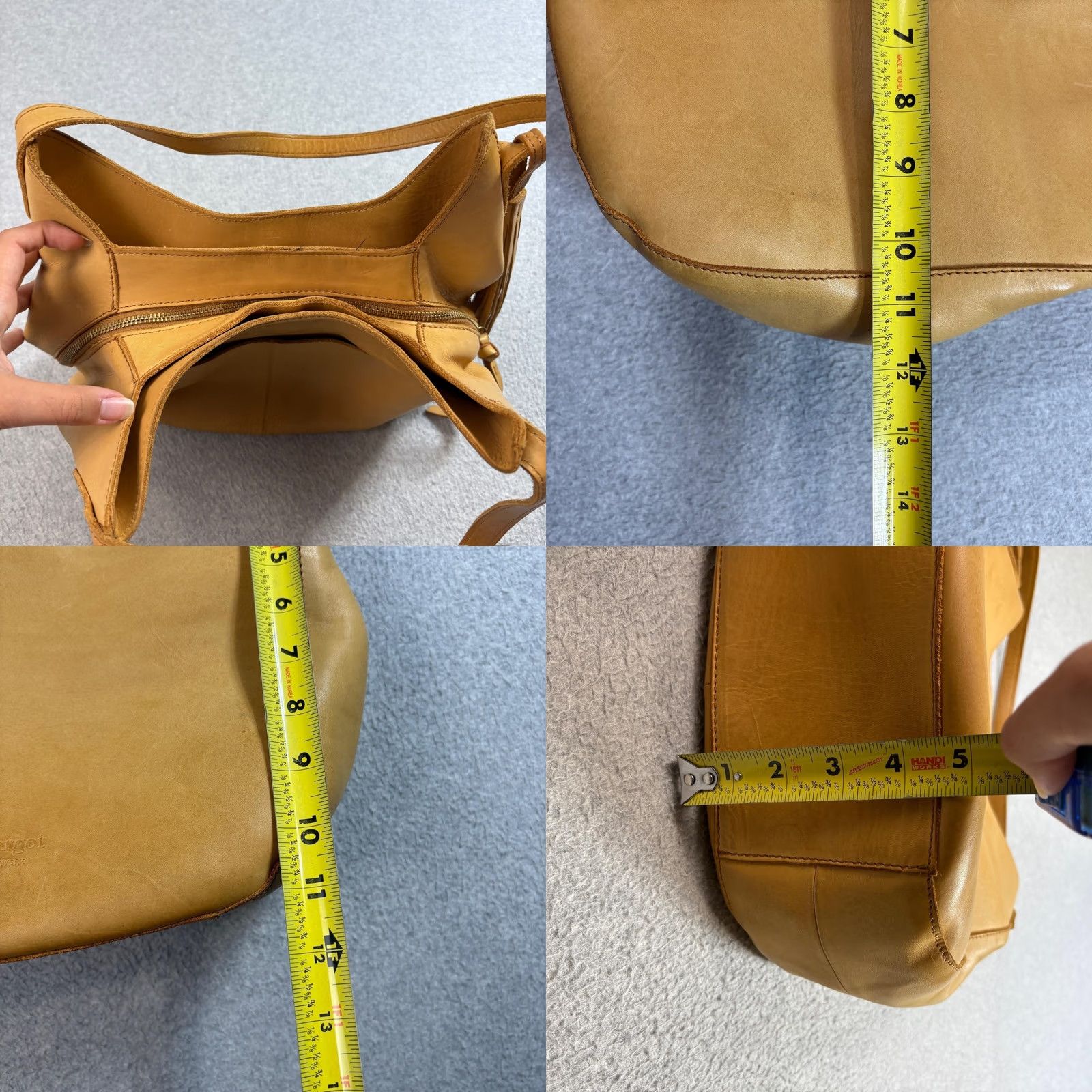 Vintage Margot Leather Hobo Purse Women Tan Large Slouch Tassel Boho Heritage Bag Size ONE SIZE - 8 Thumbnail