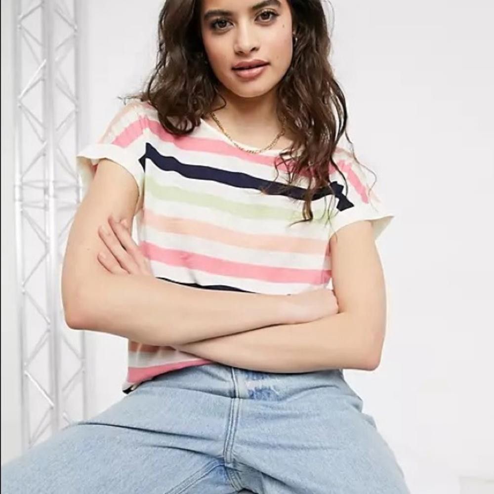 Asos ASOS Multi Color Striped Short Sleeve T Shirt Size M / US 6-8 / IT 42-44 - 1 Thumbnail