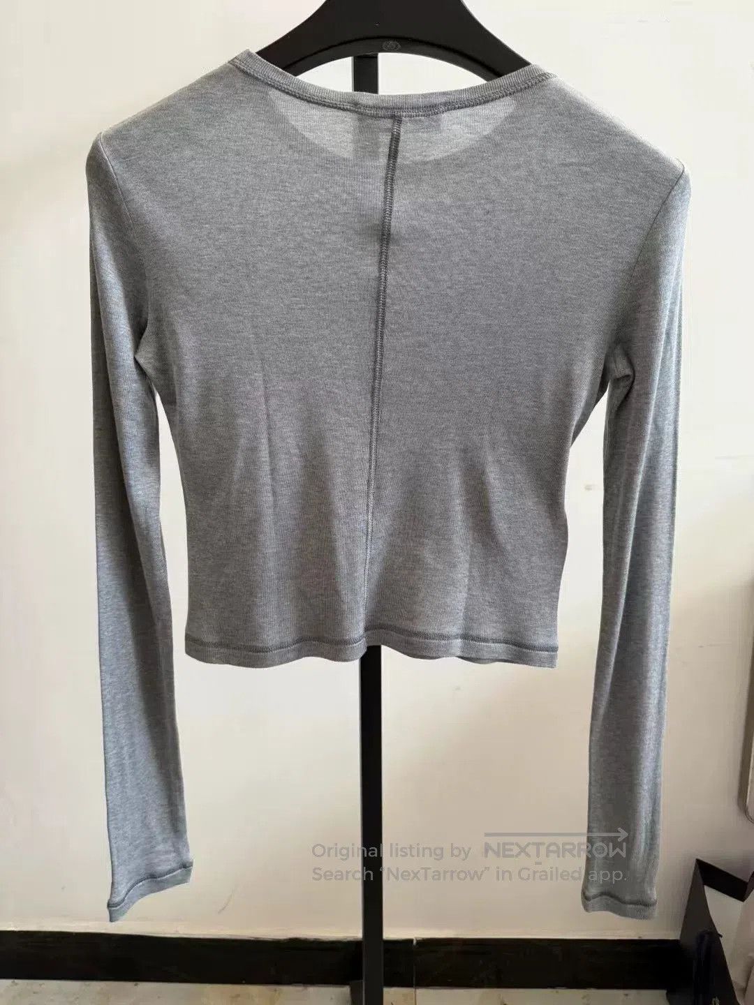 Miu Miu Miumiu New Gray Silk Chest Logo Longsleeve. Size S / US 4 / IT 40 - 2 Thumbnail