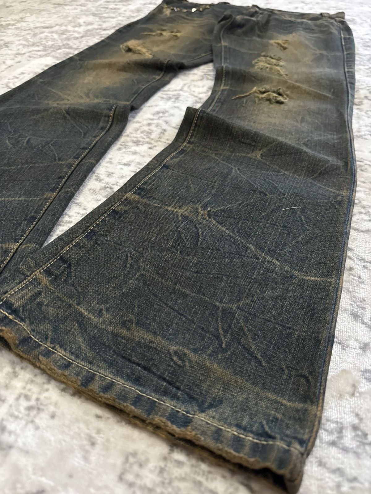 If Six Was Nine 2000s Pinball Studded Flared Jeans Mud Wash Distressed Size US 34 / EU 50 - 10 Thumbnail