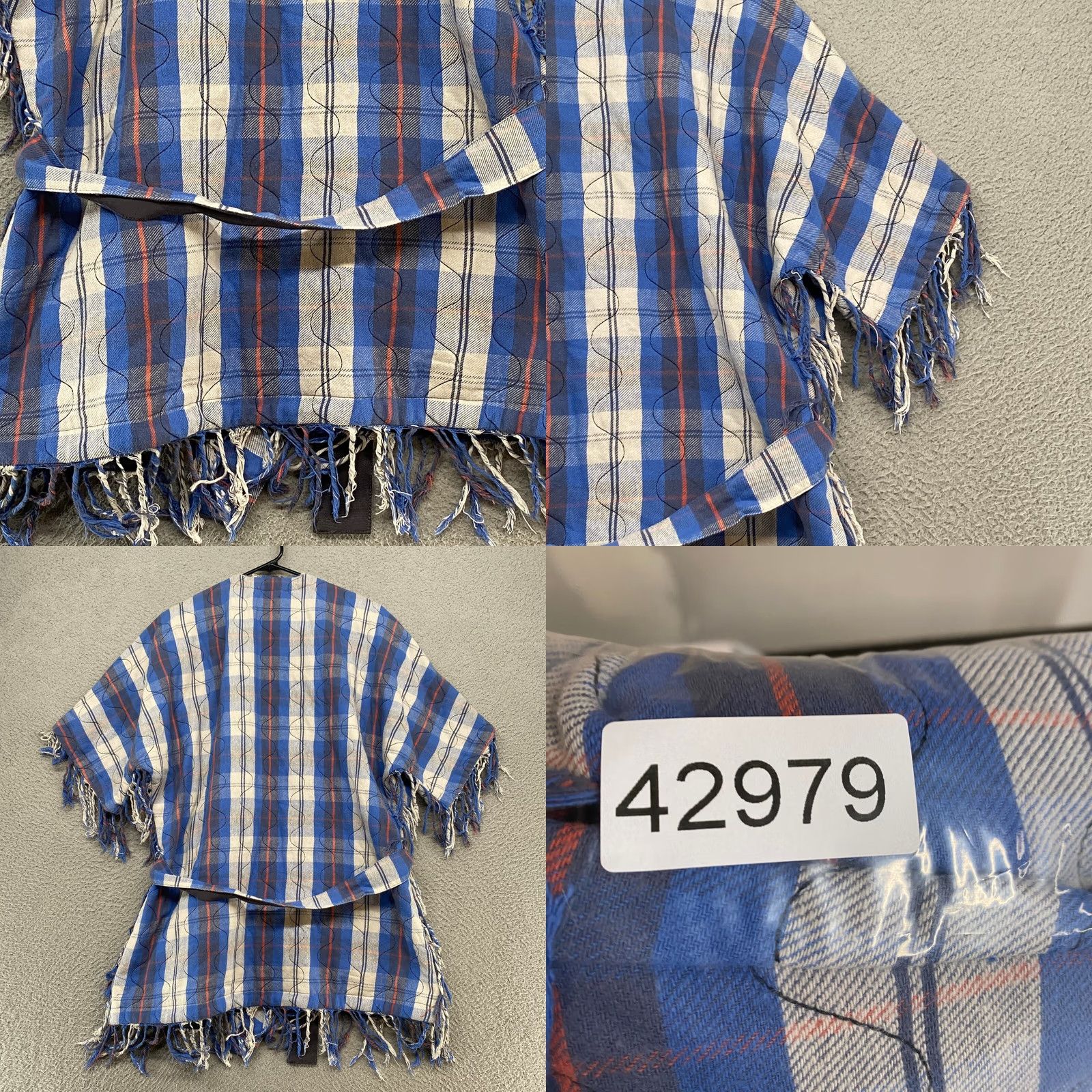 Sea New York Sea NY Quilted Jacket Womens Small Boho Fringe Kimono Belted Plaid Size S / US 4 / IT 40 - 9 Thumbnail