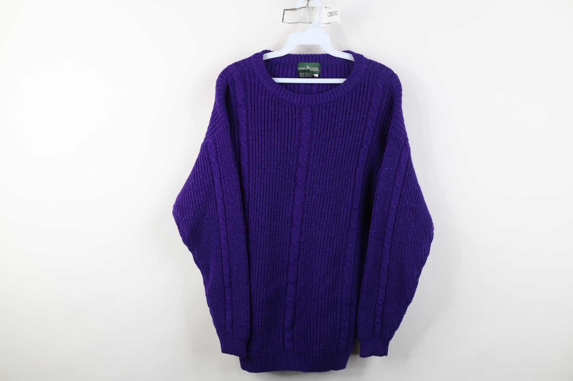 Vintage Vintage 90s Streetwear Ribbed Cable Knit Sweater Purple Size L / US 10 / IT 46 - 1 Thumbnail