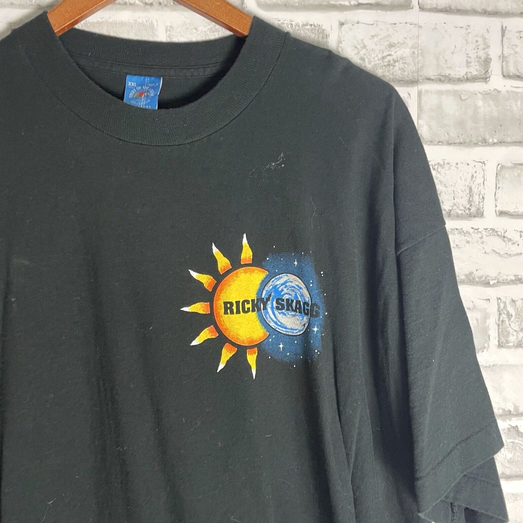 Fruit Of The Loom VINTAGE USA Rickey Scaggs Black Graphic Tee Mens 2XL Size US XXL / EU 58 / 5 - 3 Thumbnail