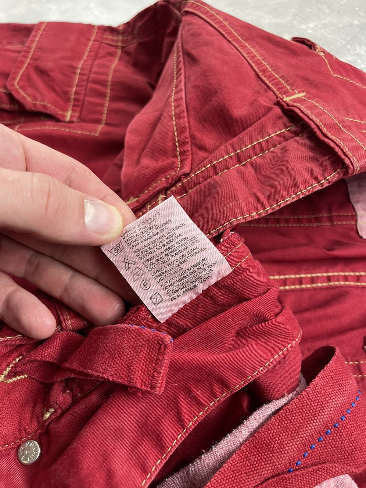 Other Red Y2K Utility Trousers Zip Hem Pockets Vintage Cargo Pants Size US 34 / EU 50 - 13 Thumbnail