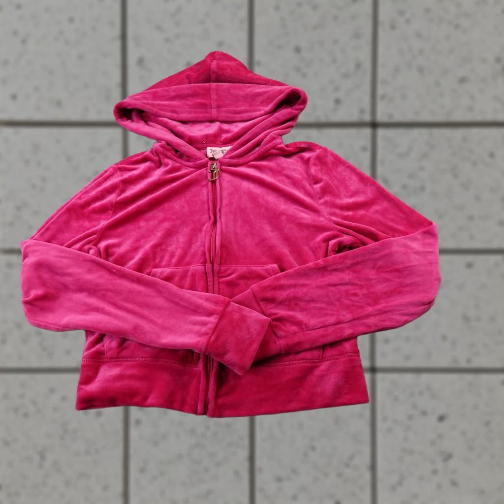 Juicy Couture VINTAGE Juicy Couture Hoodie Womens S Pink Velour Full Zip Rhinestone Bling Jacket Y2K Size S / US 4 / IT 40 - 1 Thumbnail