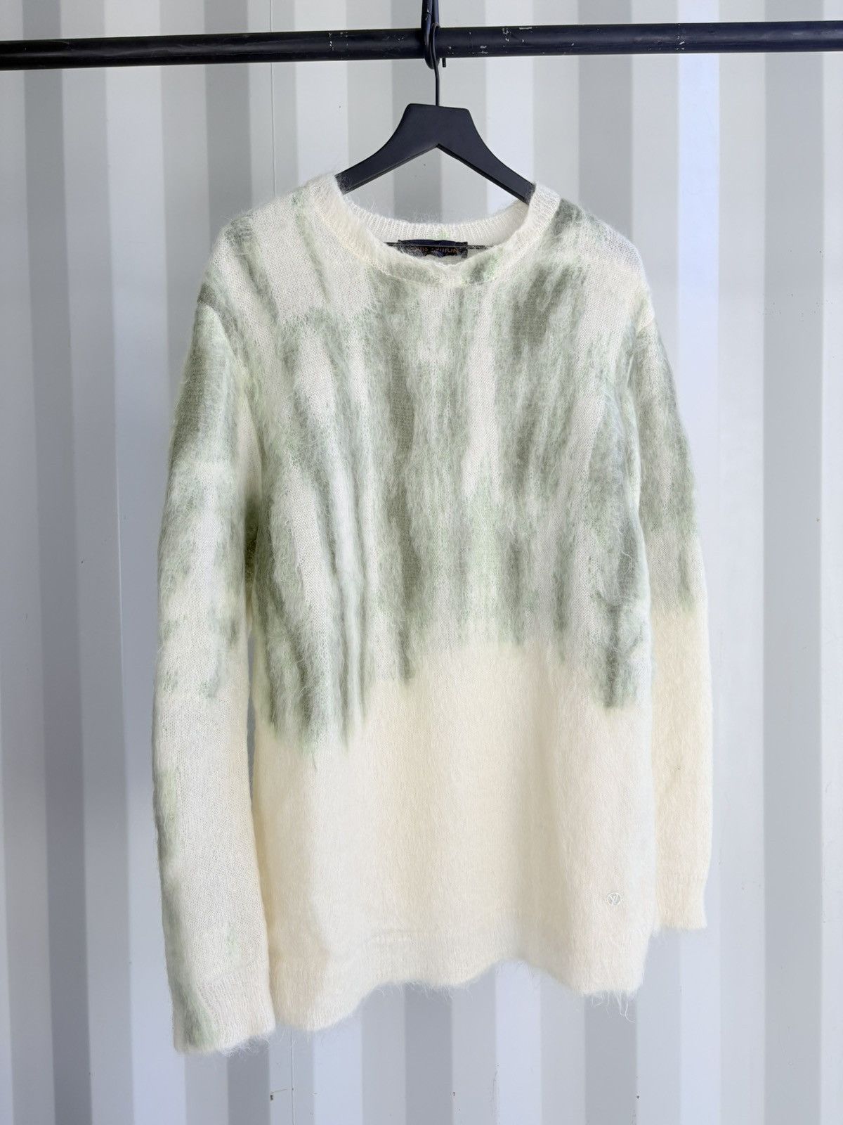 Louis Vuitton SS19 Runway Green White Tie Dye Mohair Sweater