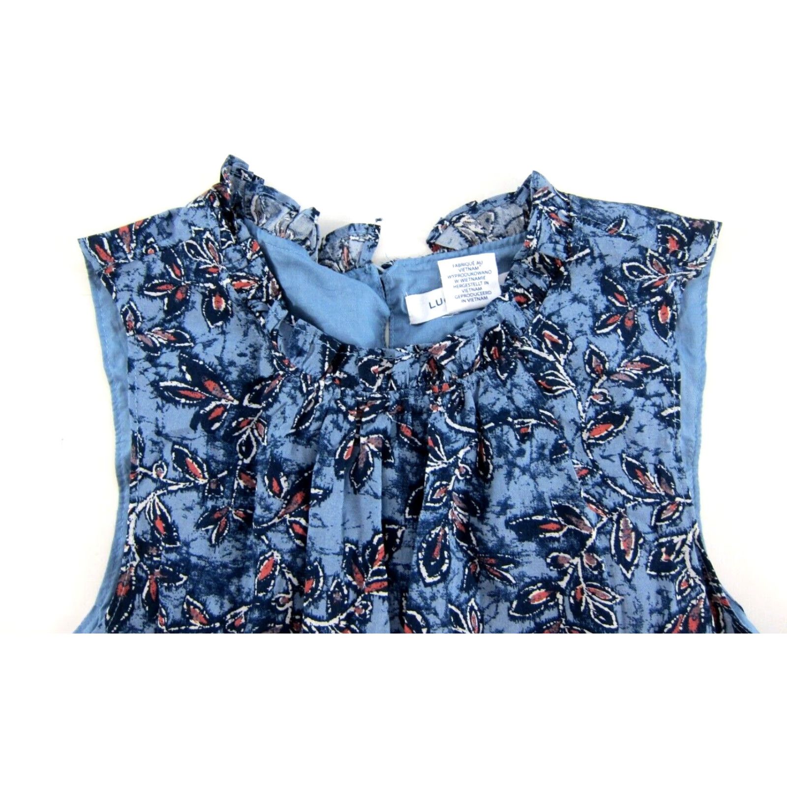 Lucky Brand Lucky Brand 100% Cotton Blue Pink Floral Sleeveless High Neck Sun Dress Small Vintage Women Dress Size S / US 4 / IT 40 - 4 Thumbnail