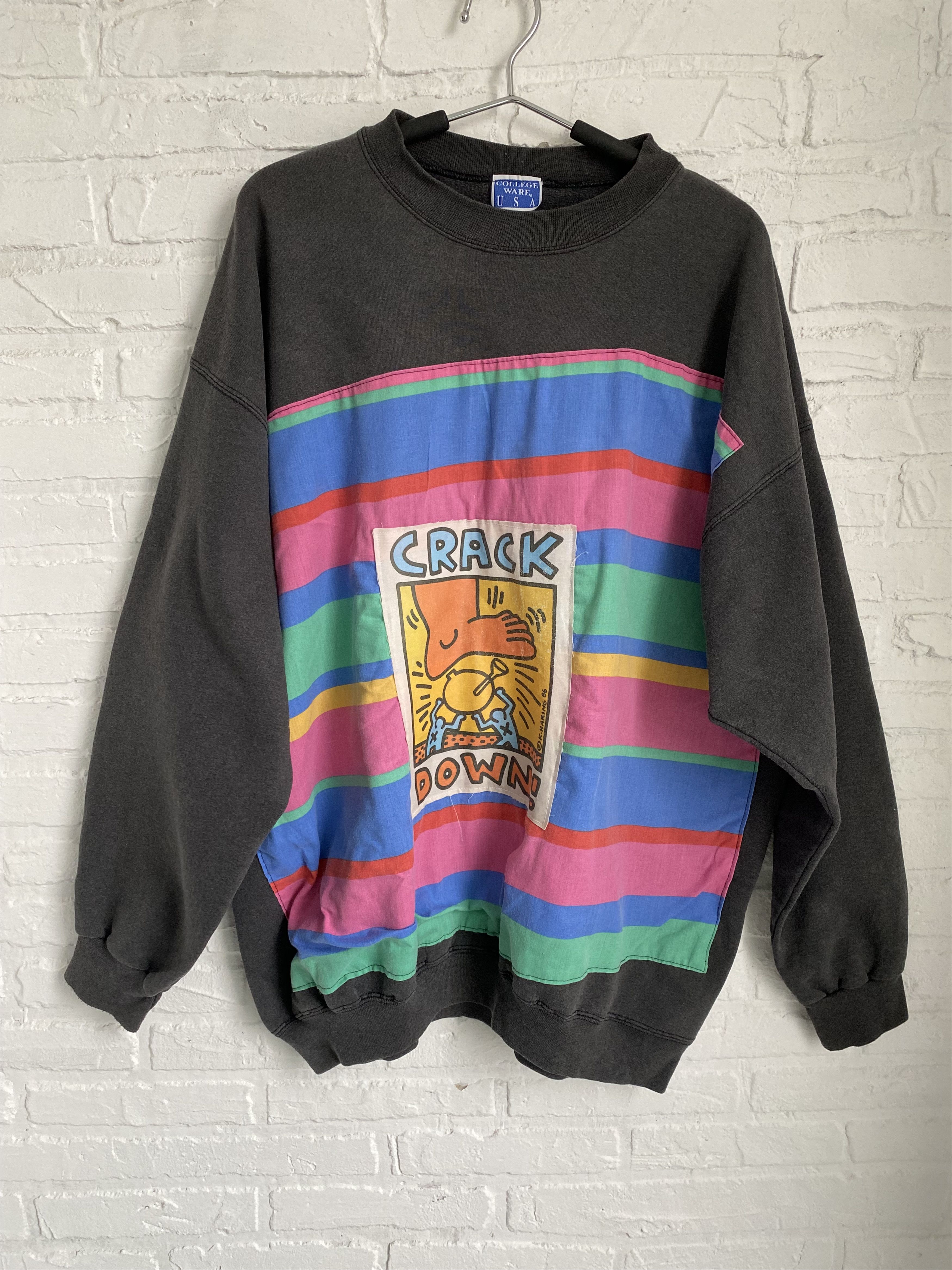 Arts & Science × Keith Haring × Vintage Vintage 80s Keith Haring Crack Down sweatshirt Size US XL / EU 56 / 4 - 1 Thumbnail