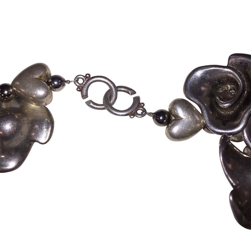 Designer Silver Plated Flower Bead Necklace with Antique Finish Size ONE SIZE - 4 Thumbnail