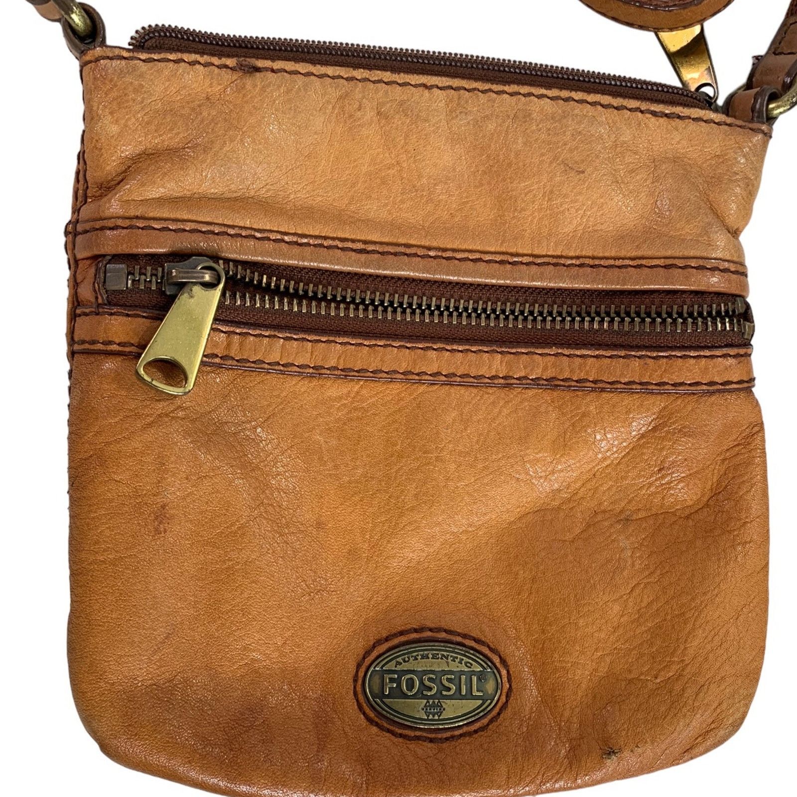 Fossil Fossil Vintage Crossbody Purse Tan Leather Soft Adj Strap Size ONE SIZE - 2 Thumbnail