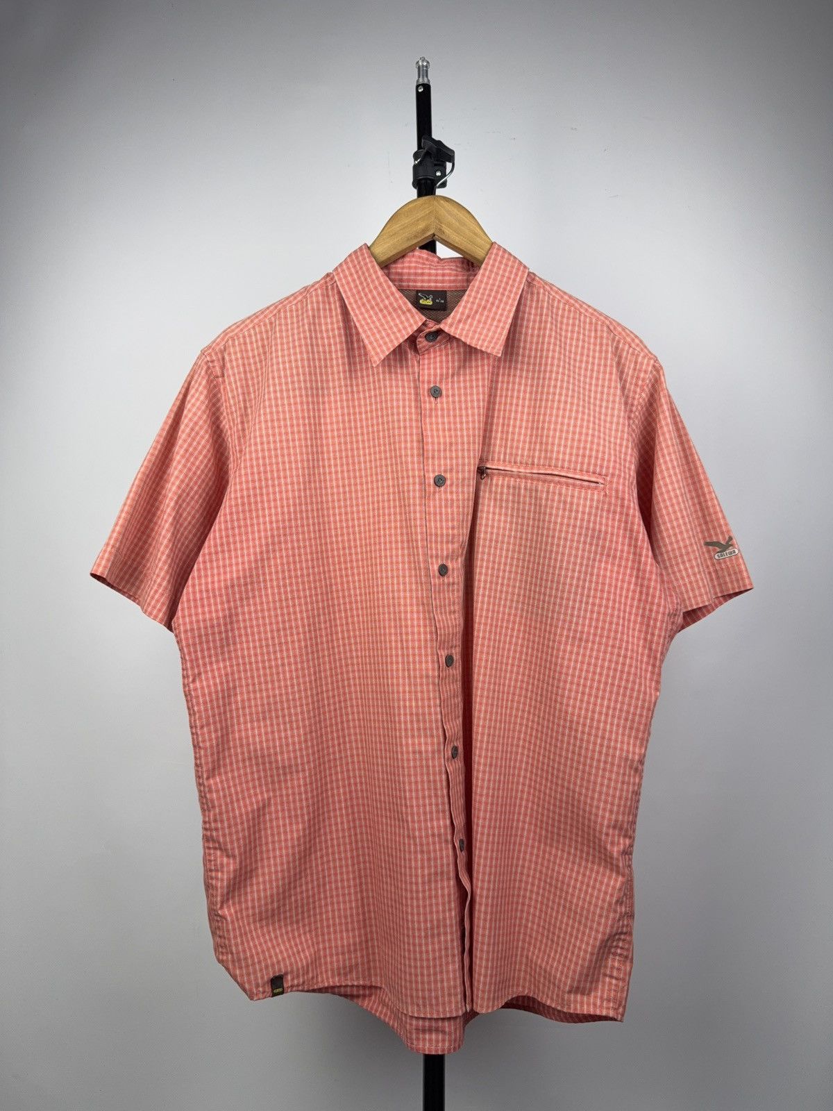 SALEWA Salewa Outdoor Technical Check Shirt Orange Short Sleeve Size US L / EU 52-54 / 3 - 1 Thumbnail