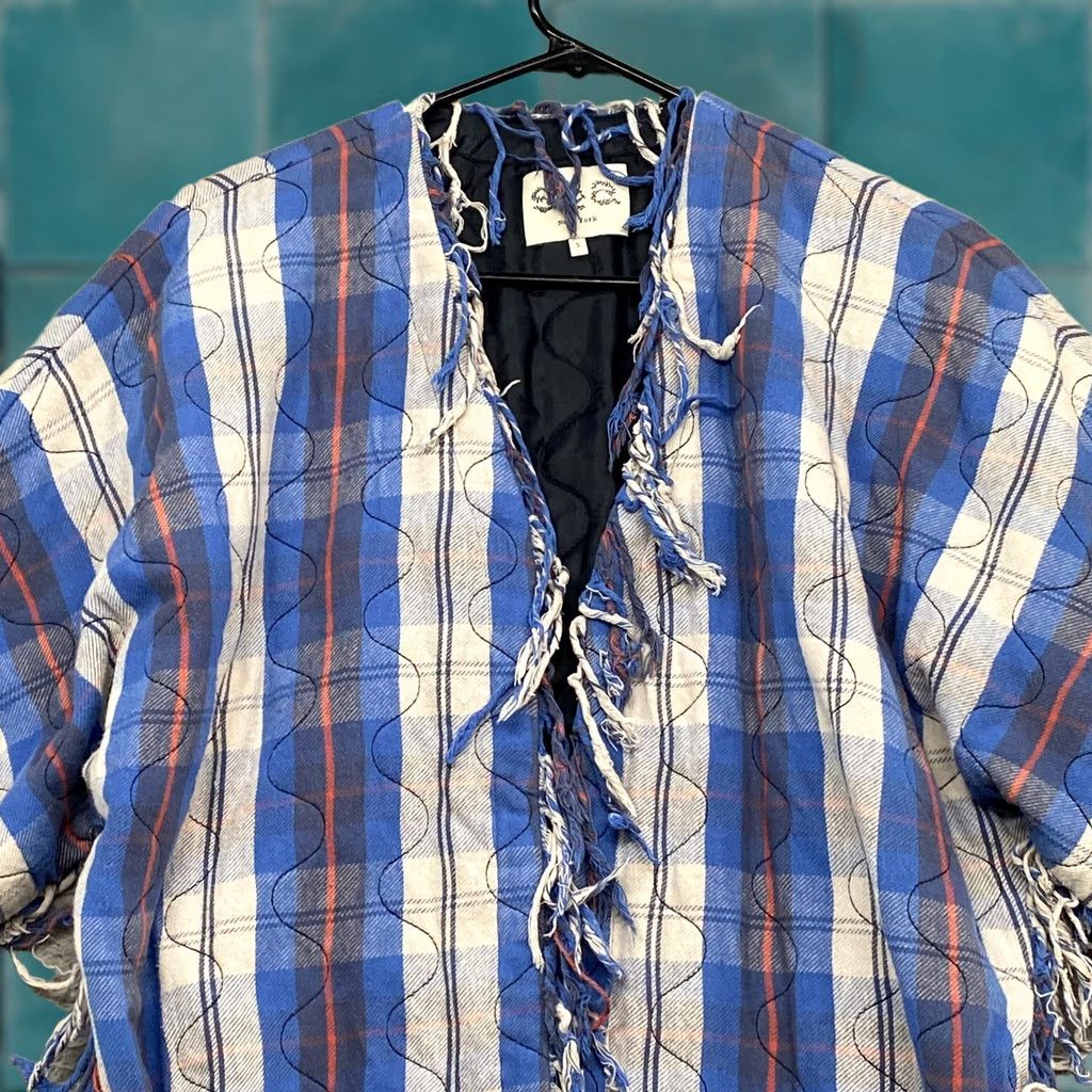 Sea New York Sea NY Quilted Jacket Womens Small Boho Fringe Kimono Belted Plaid Size S / US 4 / IT 40 - 1 Thumbnail