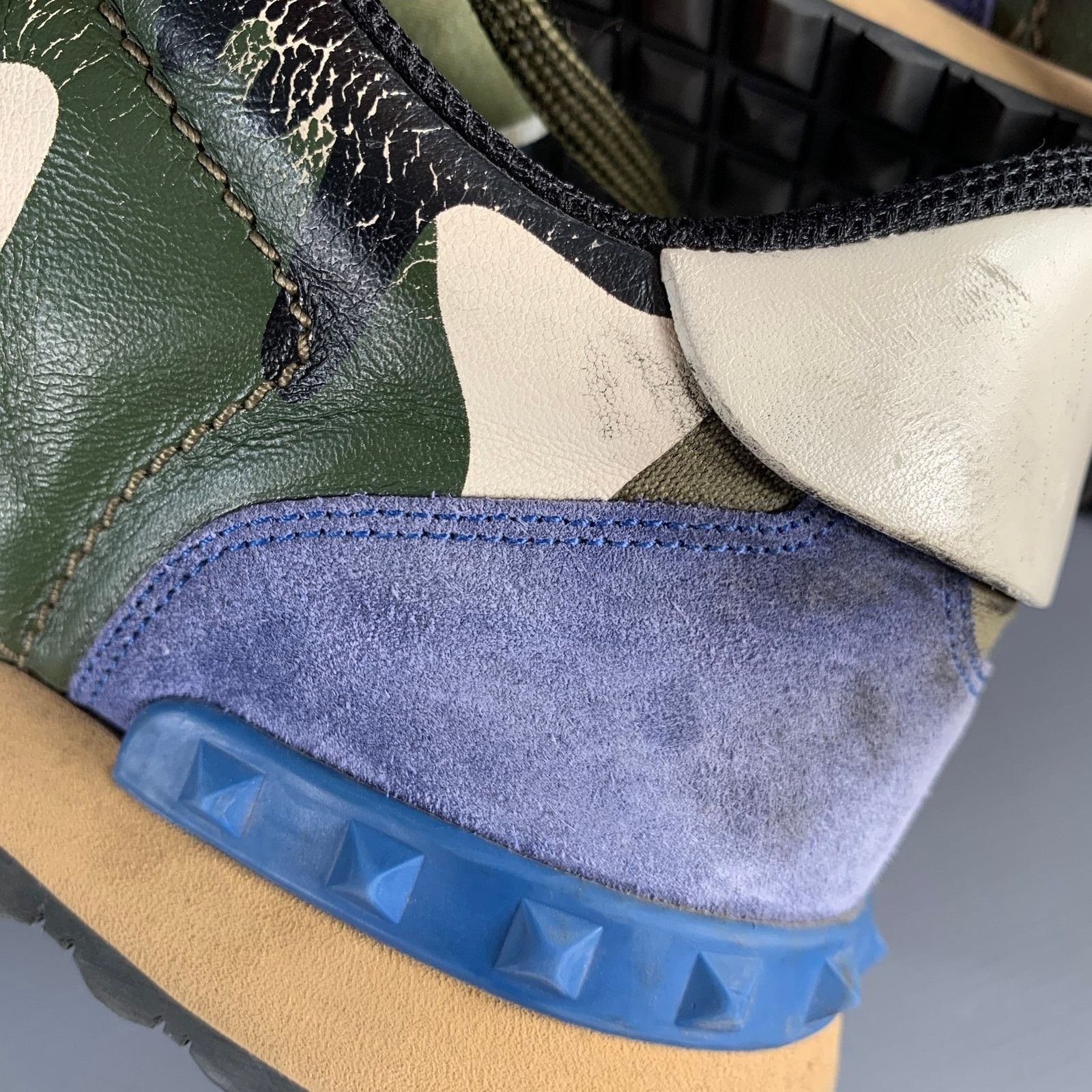 Valentino VALENTINO Blue Taupe Block Leather Rubber Sole Sneakers Size US 9.5 / EU 42-43 - 14 Thumbnail