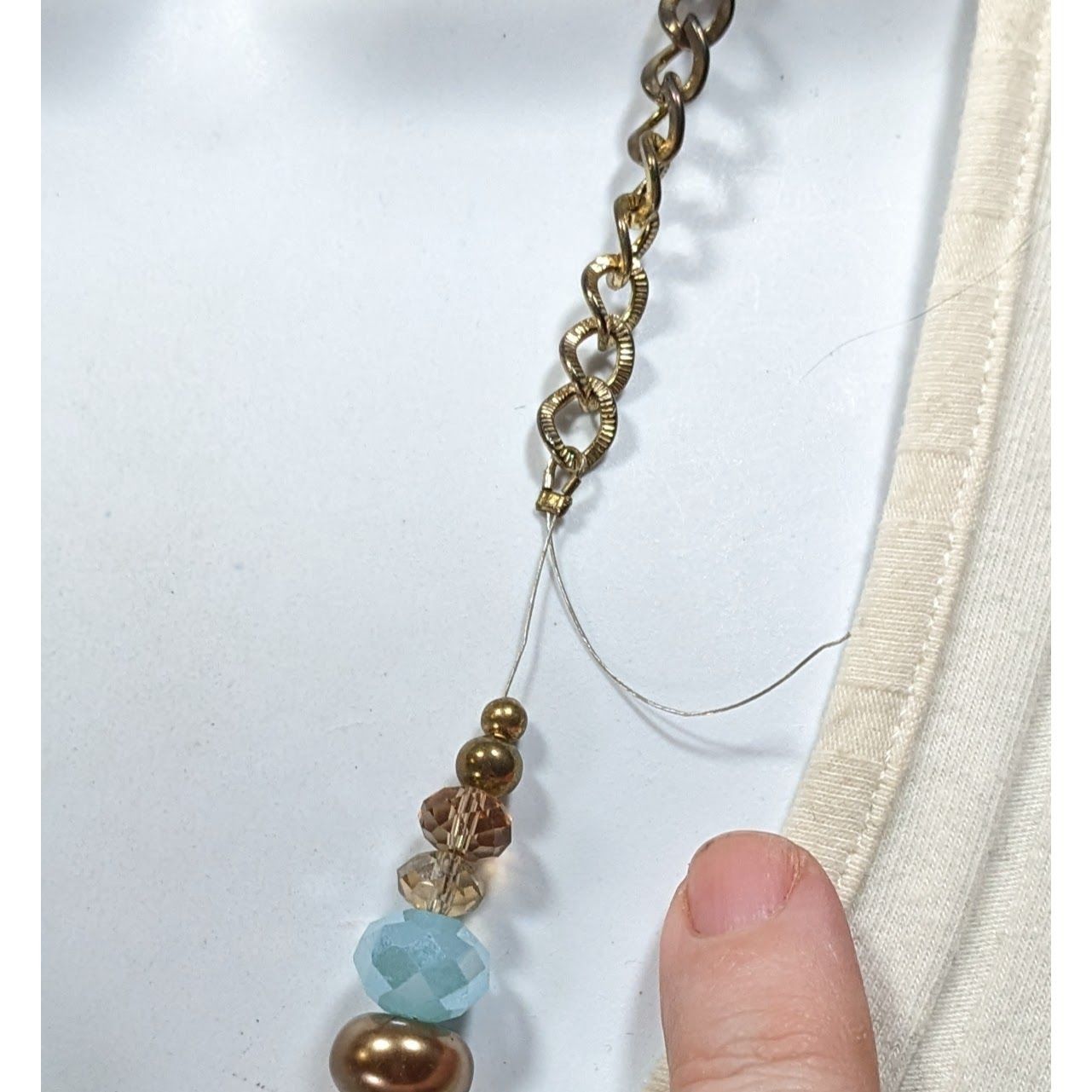Other Handmade Glam Glass And Faux Pearl Beaded Blue And Gold Tone Size ONE SIZE - 4 Thumbnail