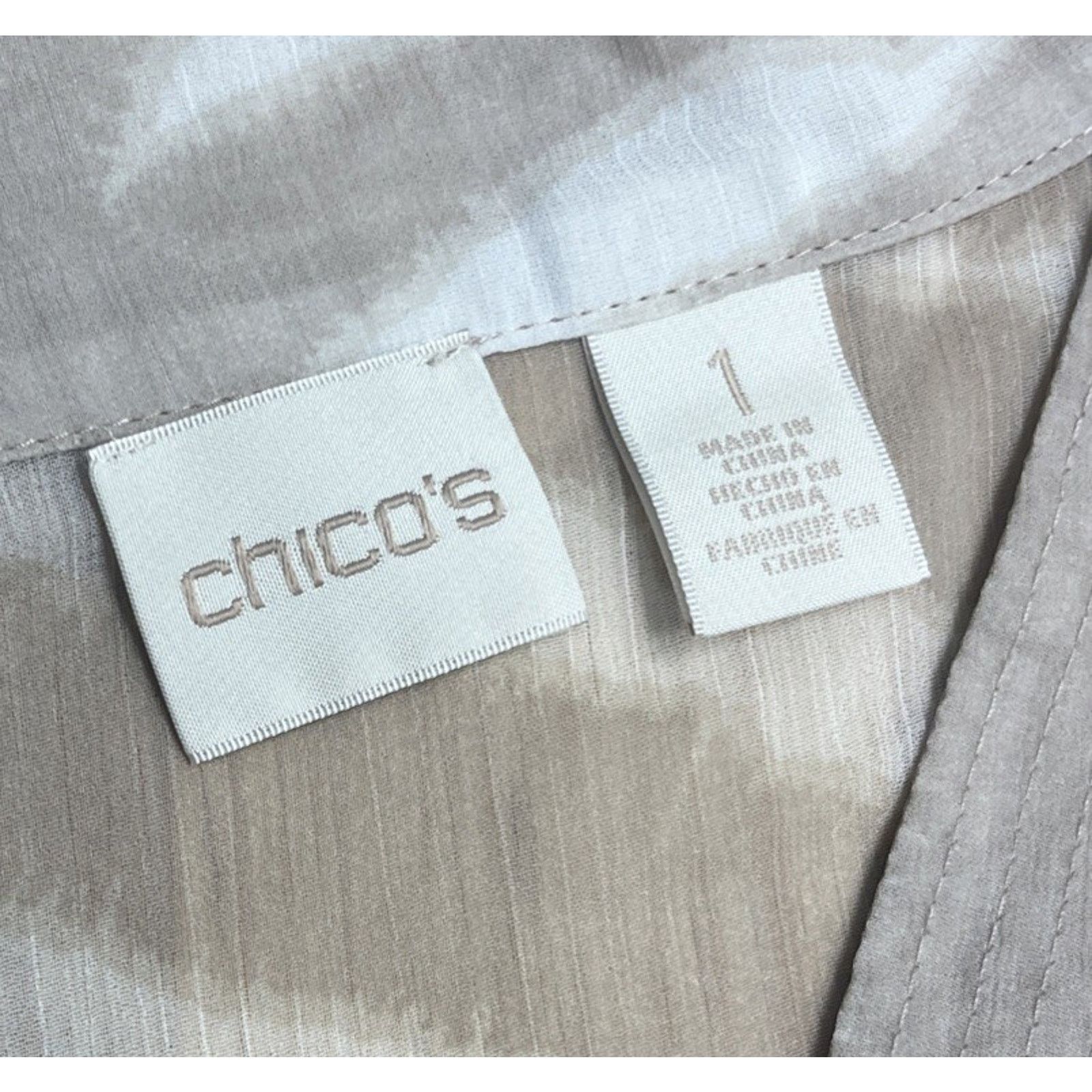 Chicos Chicos Blouse Tan Size 1 Sheer Animal Flowy Lagenlook Artsy Size M / US 6-8 / IT 42-44 - 6 Thumbnail