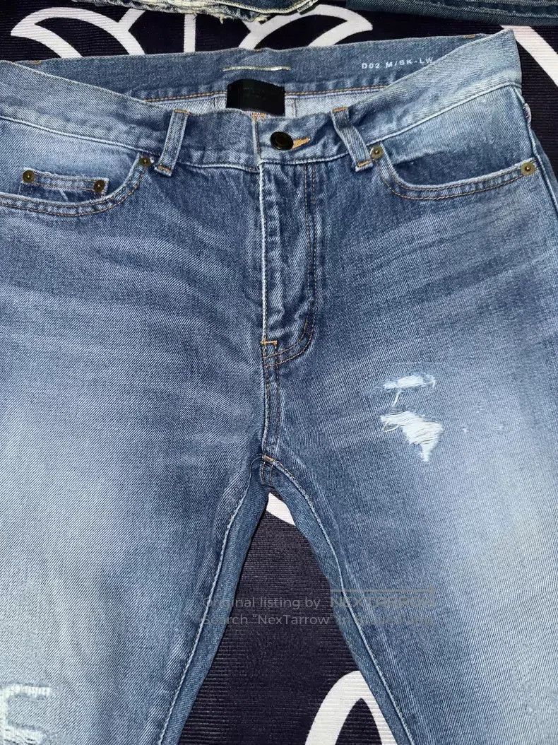 Saint Laurent Paris Saint Laurent Paris Classic Bleached Ripped Slim Fit Denim Size US 30 / EU 46 - 4 Thumbnail