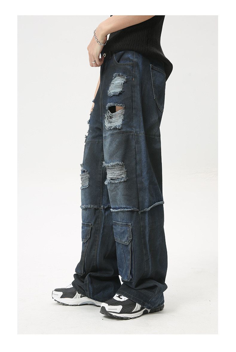 Japanese Brand × Jean Street retro heavy duty ripped multi-pocket cargo jeans Size US 32 / EU 48 - 5 Thumbnail