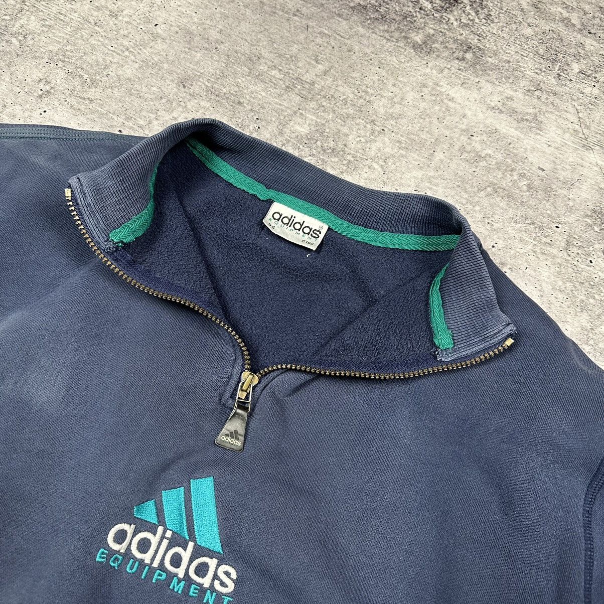 Adidas × Vintage Vintage 90s Adidas Equipment 1/4 Zip Sweatshirt Blue Size US M / EU 48-50 / 2 - 12 Thumbnail