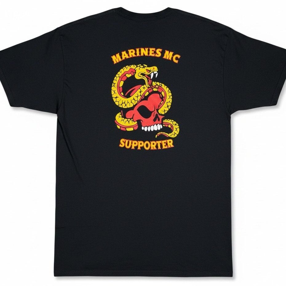 Port & Company Marines MC Supporter Arizona Mens Large Black T-Shirt Biker Size US L / EU 52-54 / 3 - 1 Thumbnail
