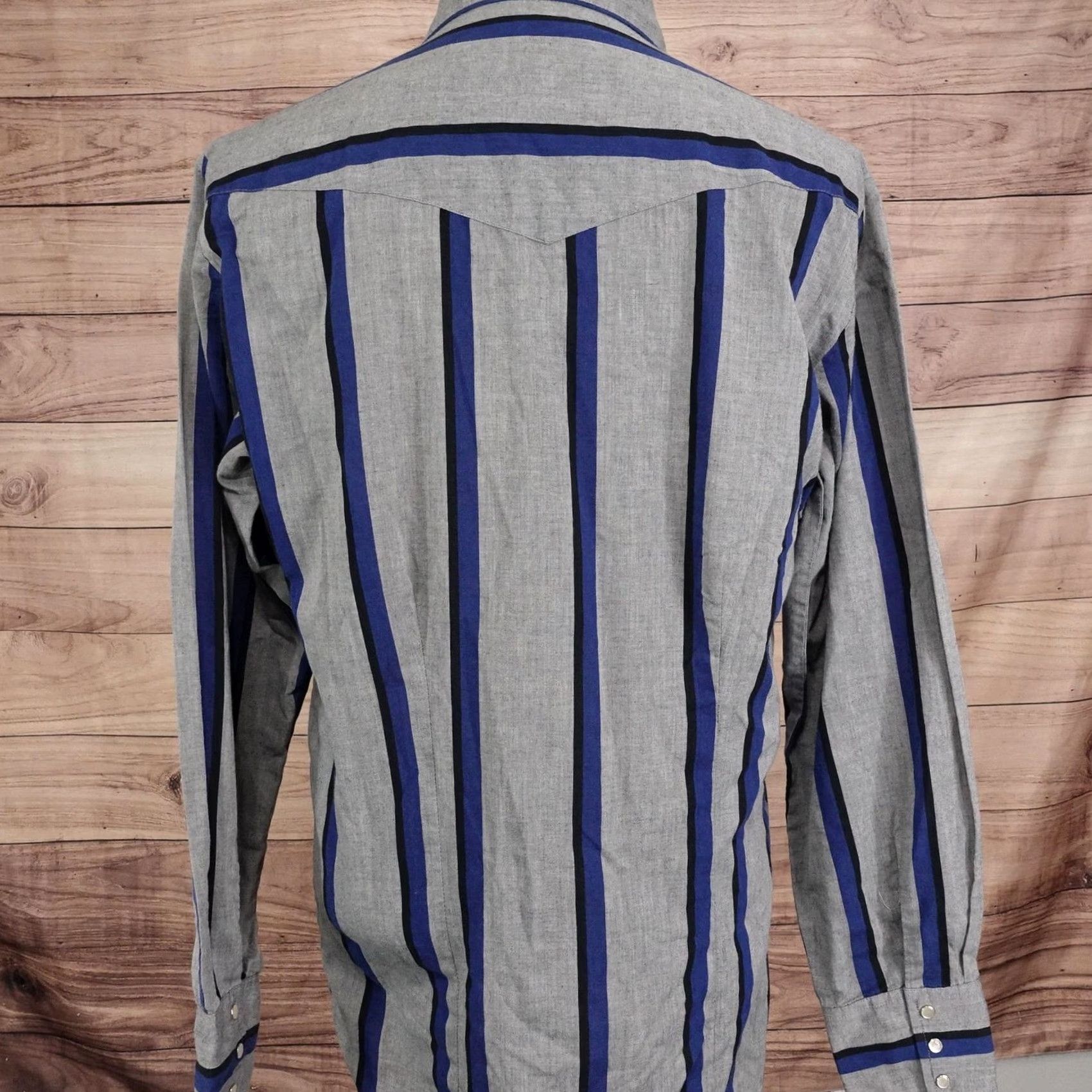 Wrangler Wrangler Shirt Mens L Gray Striped Long Sleeve Button-Up Western Pearl Snap Size US L / EU 52-54 / 3 - 4 Thumbnail