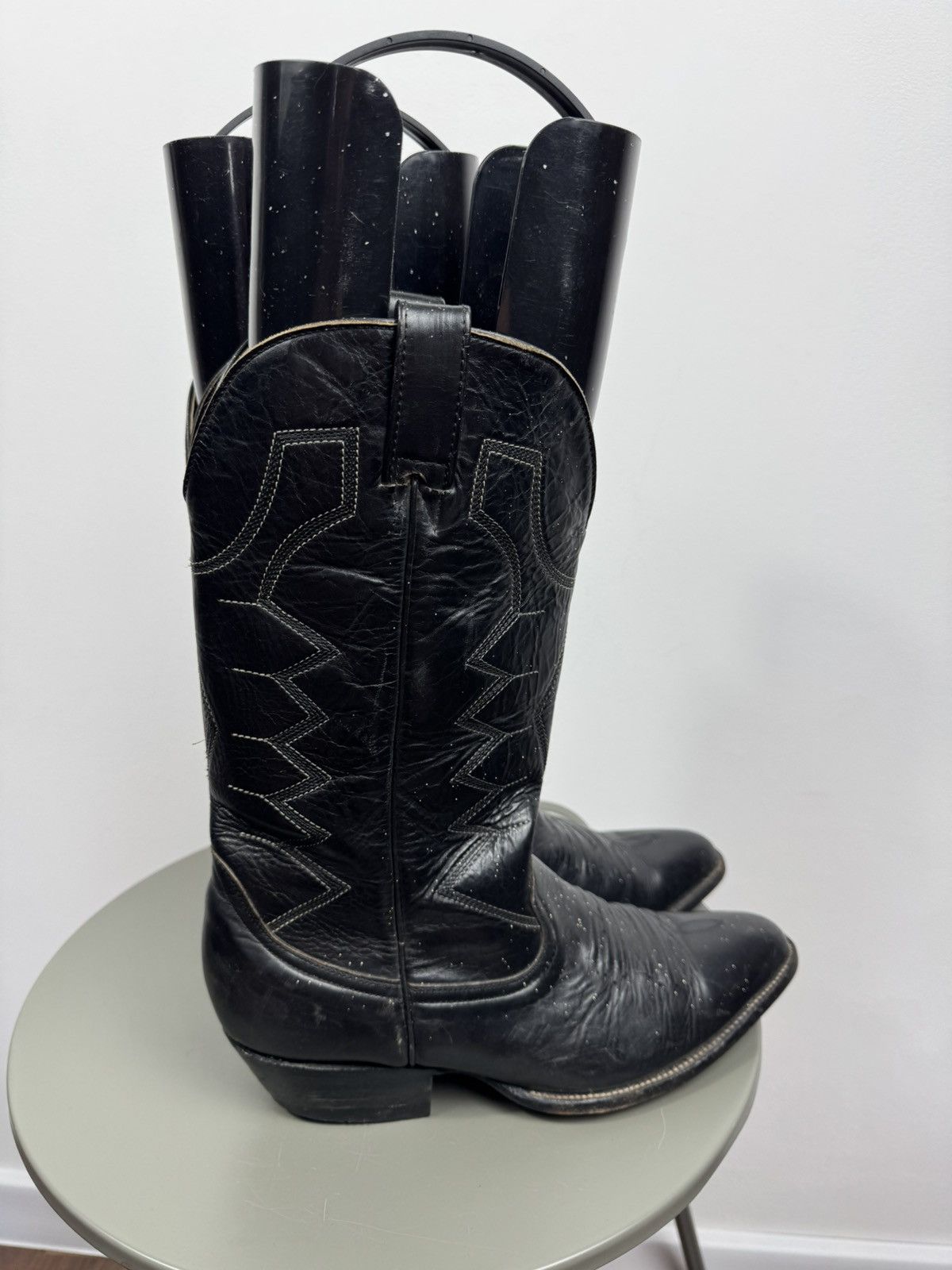 Other Vintage Black Leather Cowboy Western Boots Leather 43 EU Size US 9.5 / EU 42-43 - 9 Thumbnail