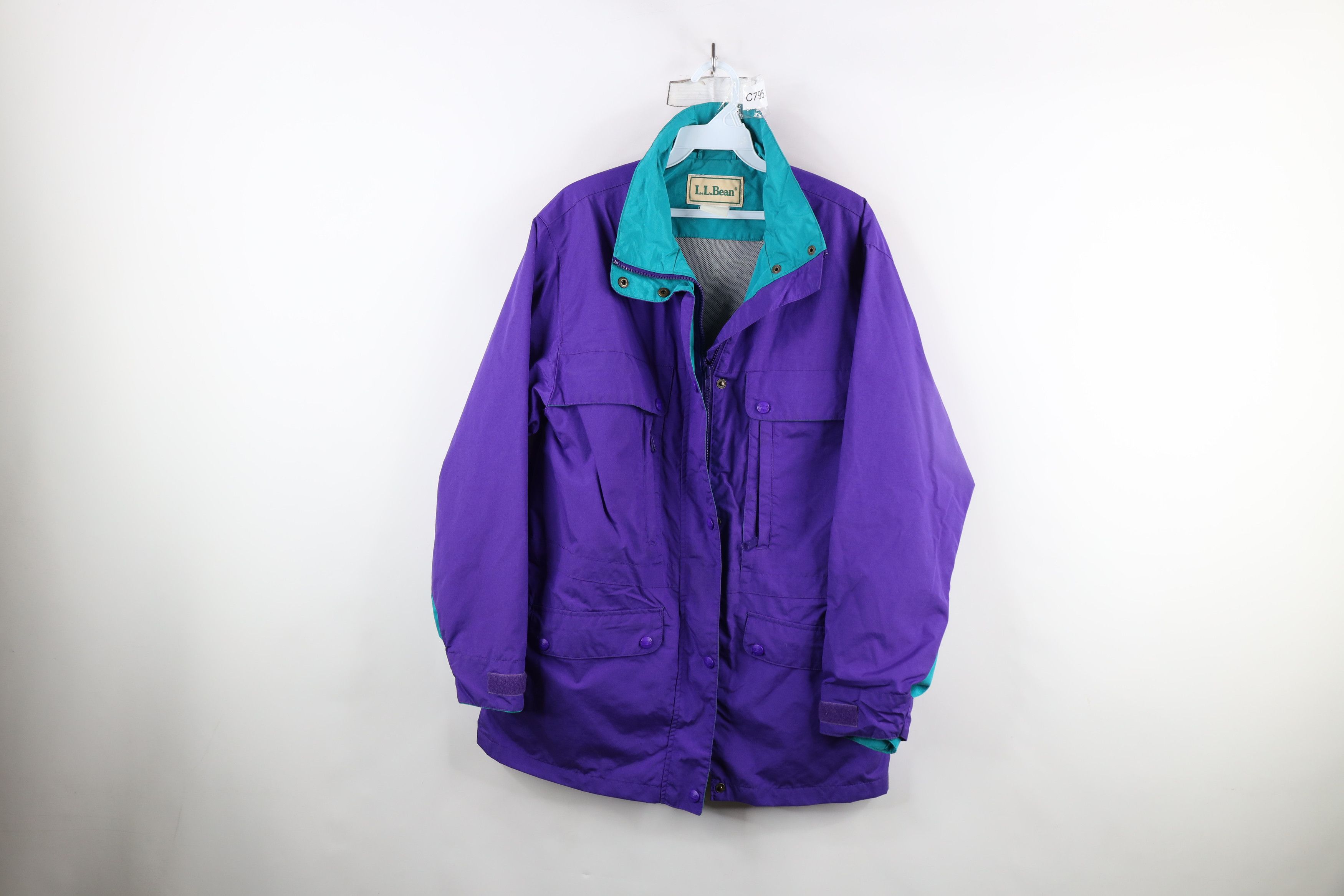 L.L. Bean × Vintage Vintage 90s LL Bean Waterproof Full Zip Rain Jacket Purple Size US M / EU 48-50 / 2 - 1 Thumbnail