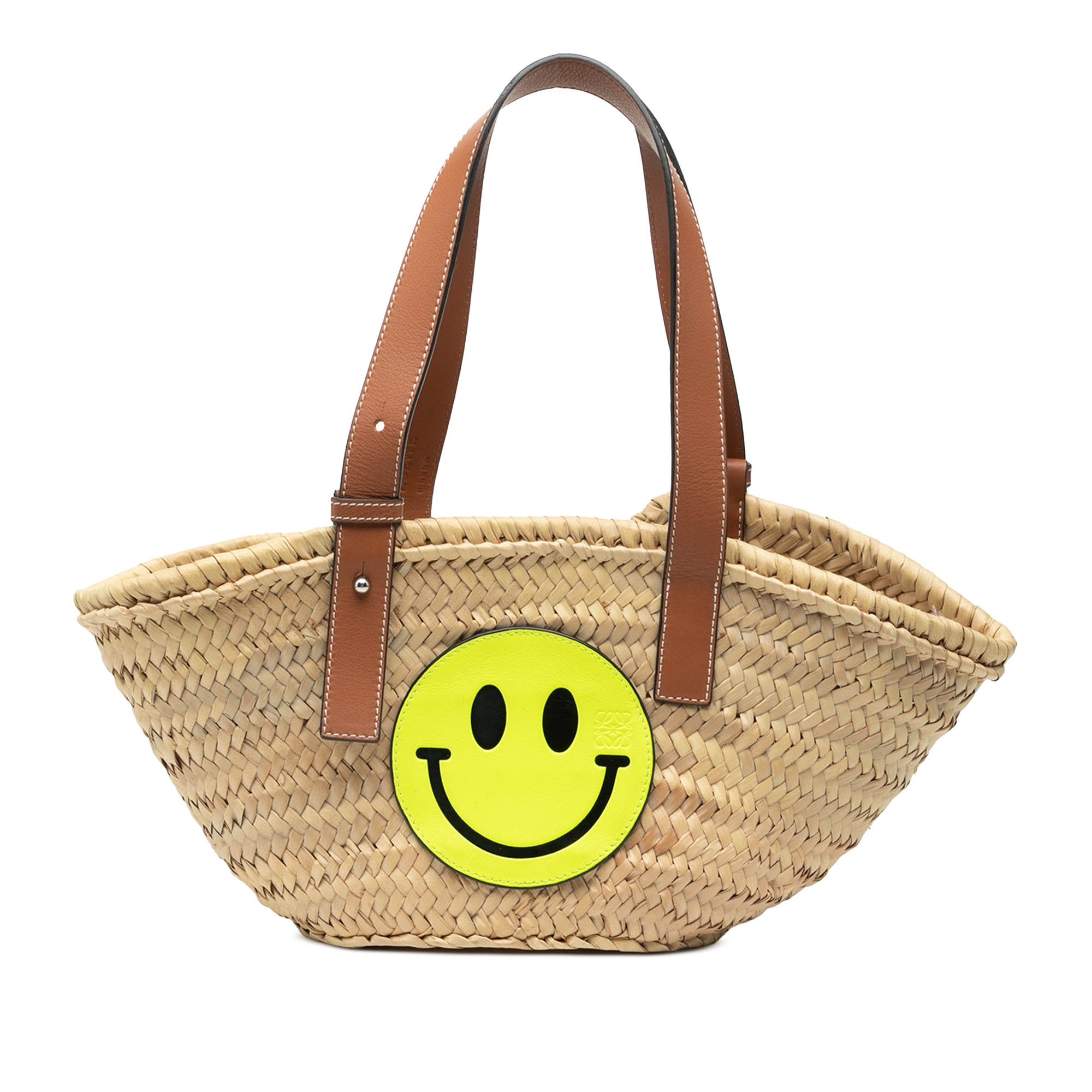 Loewe LOEWE Paulas Ibiza Smiley Small Raffia Basket Tote Size ONE SIZE - 1 Thumbnail