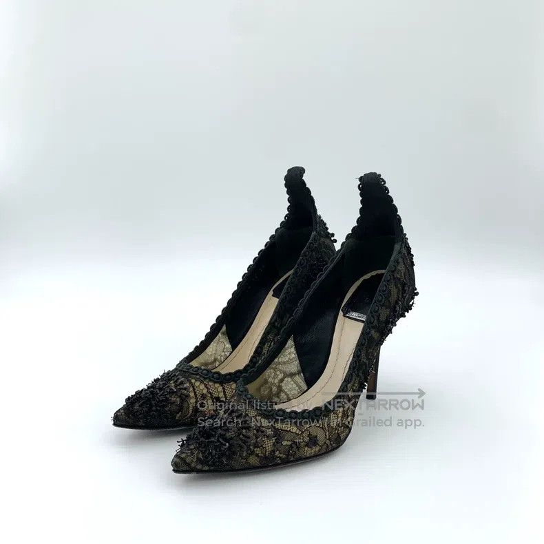 Dior Dior Black lace sequins beaded decoration thin heels high Size US 5.5 / IT 35.5 - 1 Thumbnail