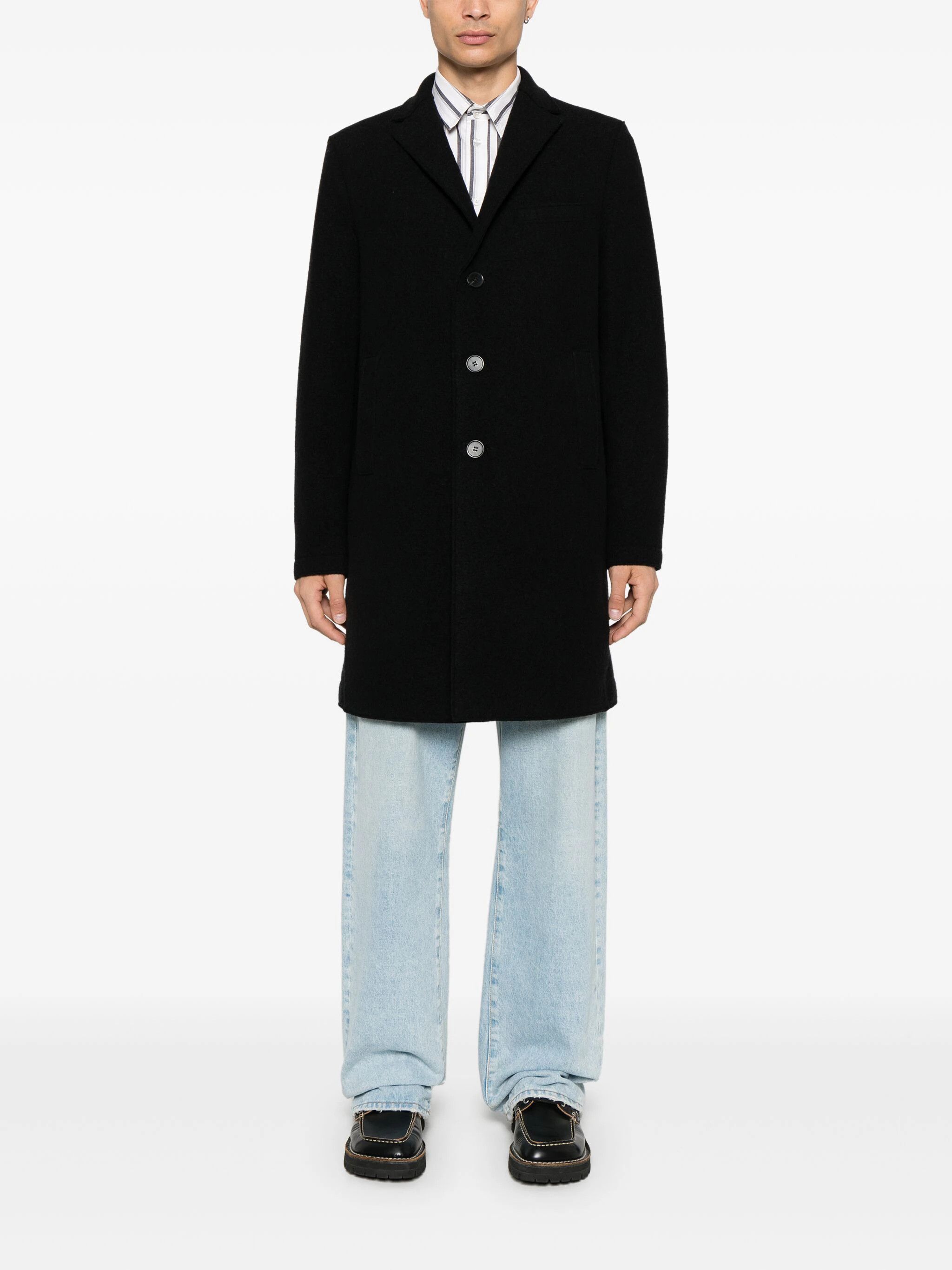 Harris Wharf London o1s22i1n1024 Single-Breasted Wool Coat in Black Size US M / EU 48-50 / 2 - 2 Thumbnail