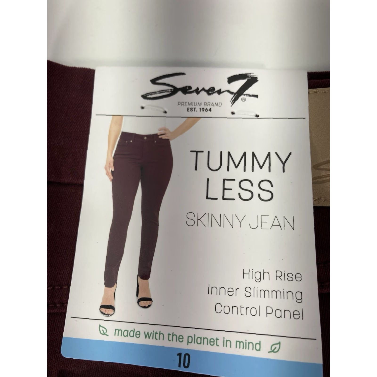 Vintage Seven7 Tummy Less Skinny Jeans Women 10 30x31 Denim High Rise Stretch NWT Maroon Slim Jeans Women 10 30x31 Denim High Rise Stretch NWT Size 32" / US 10 / IT 46 - 4 Thumbnail
